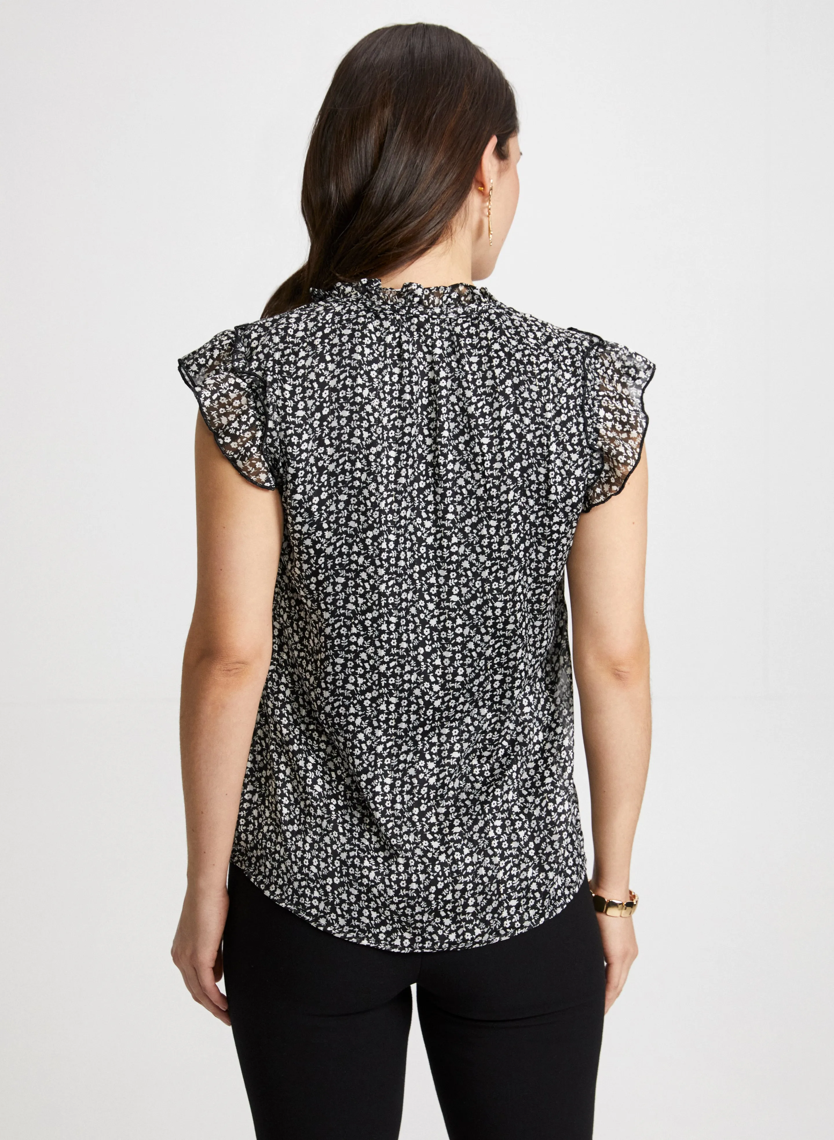 Split Neck Floral Print Blouse sold by Laura product image thumbnail 4