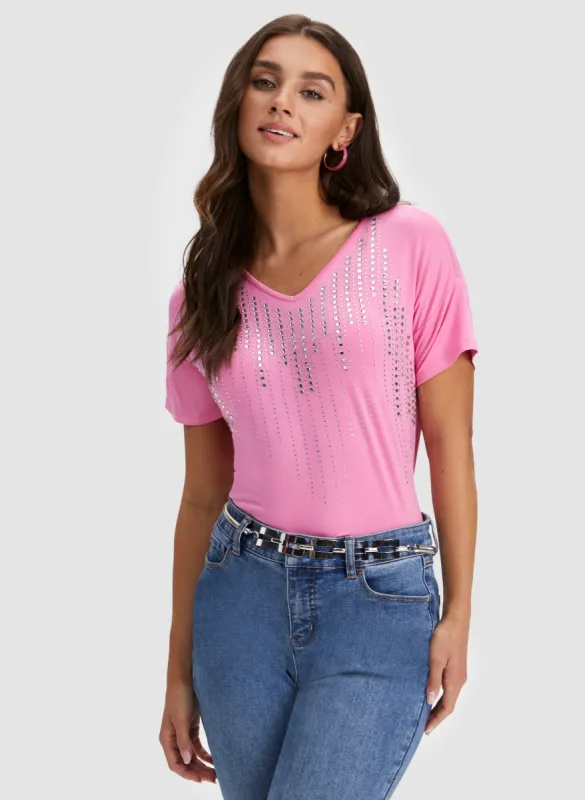 Embellished Short Sleeve Tee sold by Laura