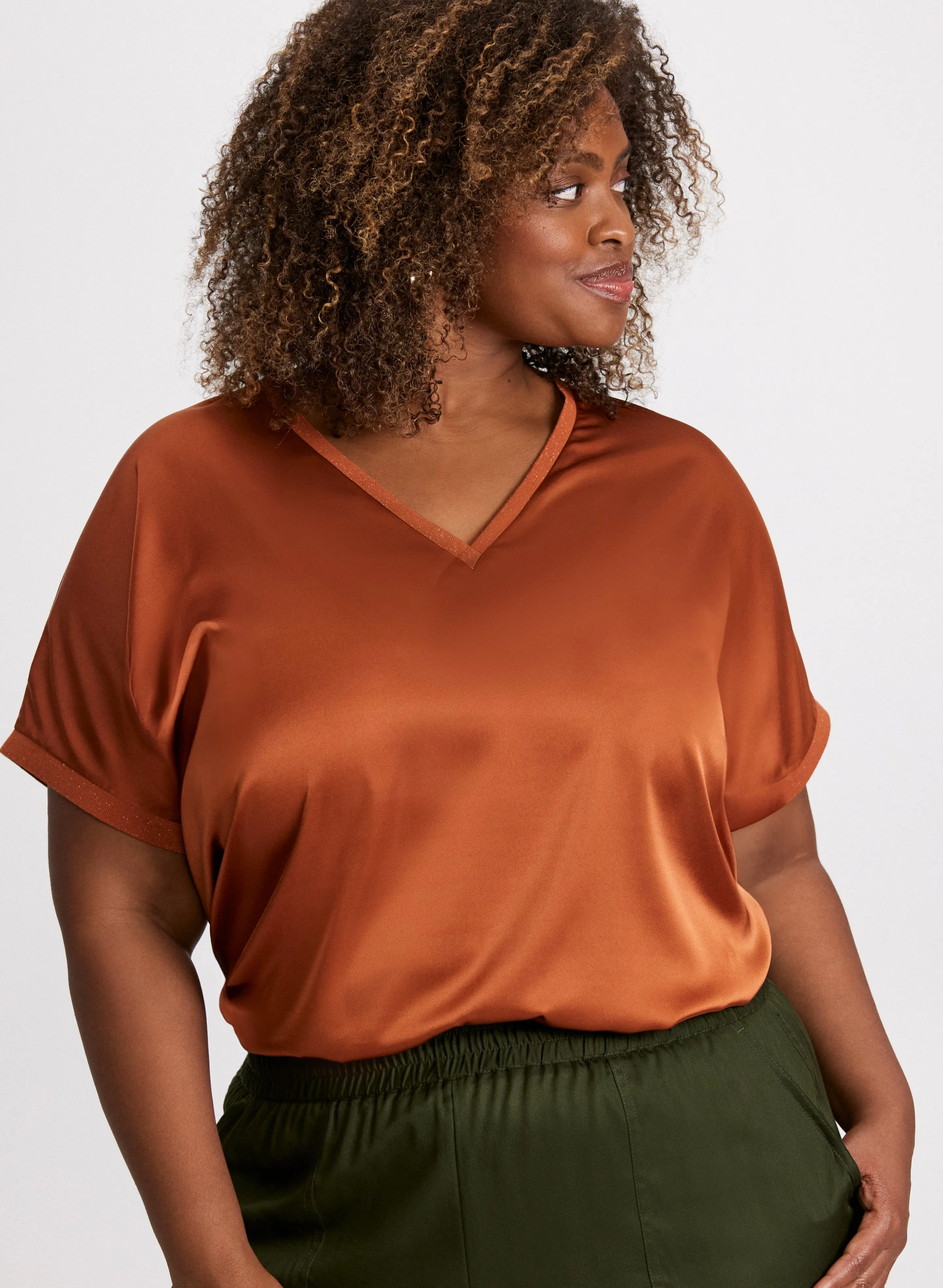 Satin V-Neck Blouse sold by Laura