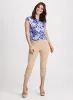 Front-Knot Printed Top & Lateral Slit Pull-On Capris sold by Laura