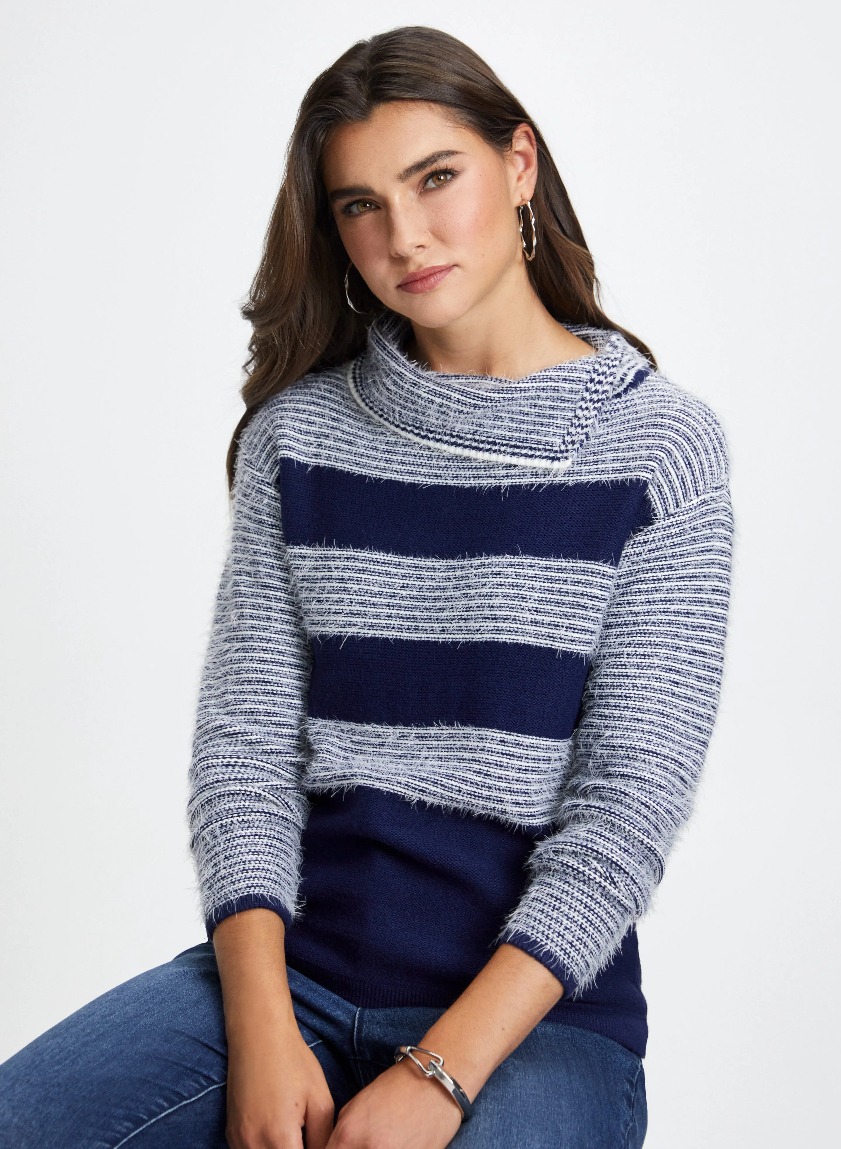 Striped Fuzzy Knit Sweater sold by Laura product image thumbnail 5