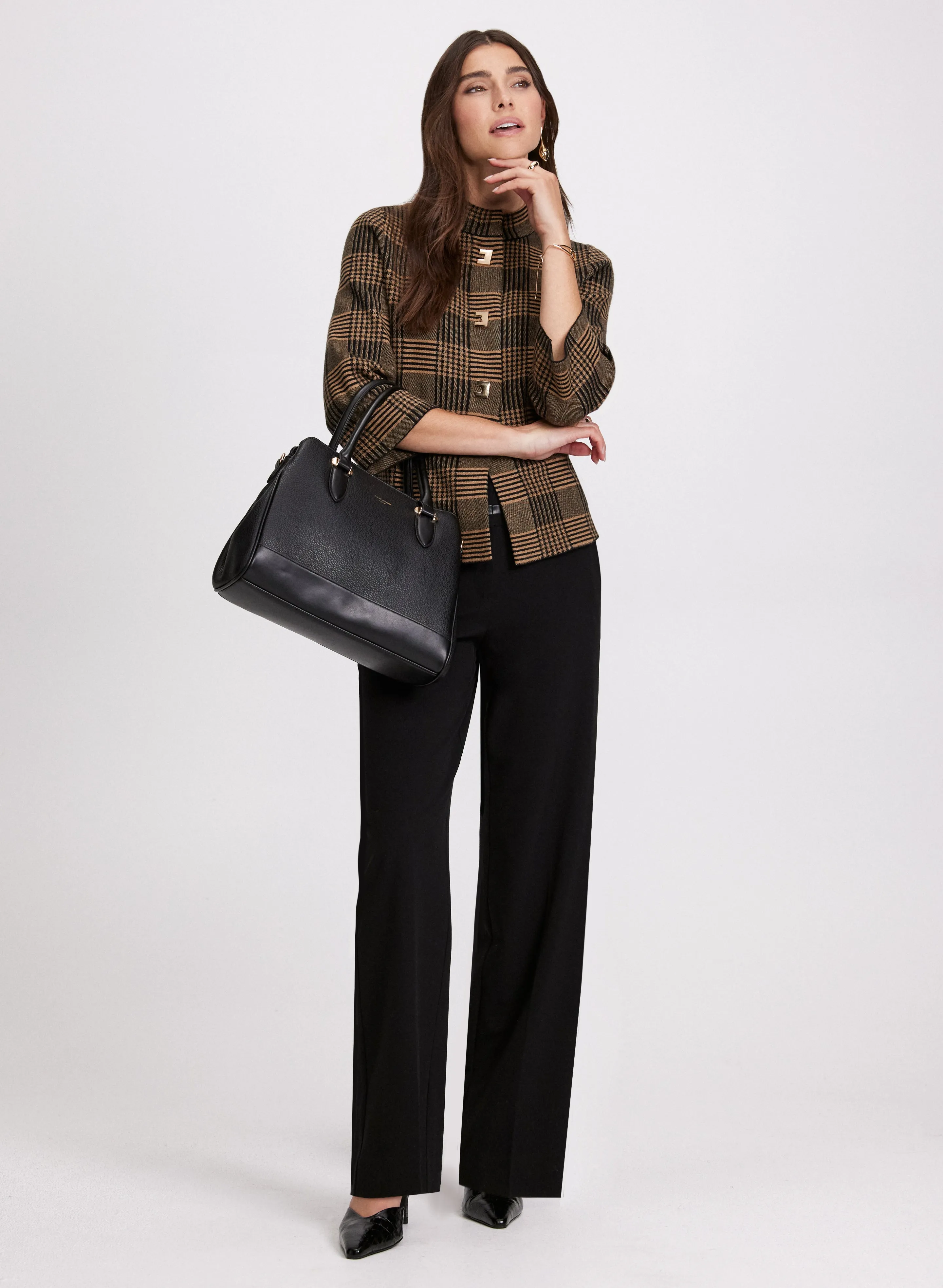 Plaid Print Cardigan & Wide Leg Pants sold by Laura