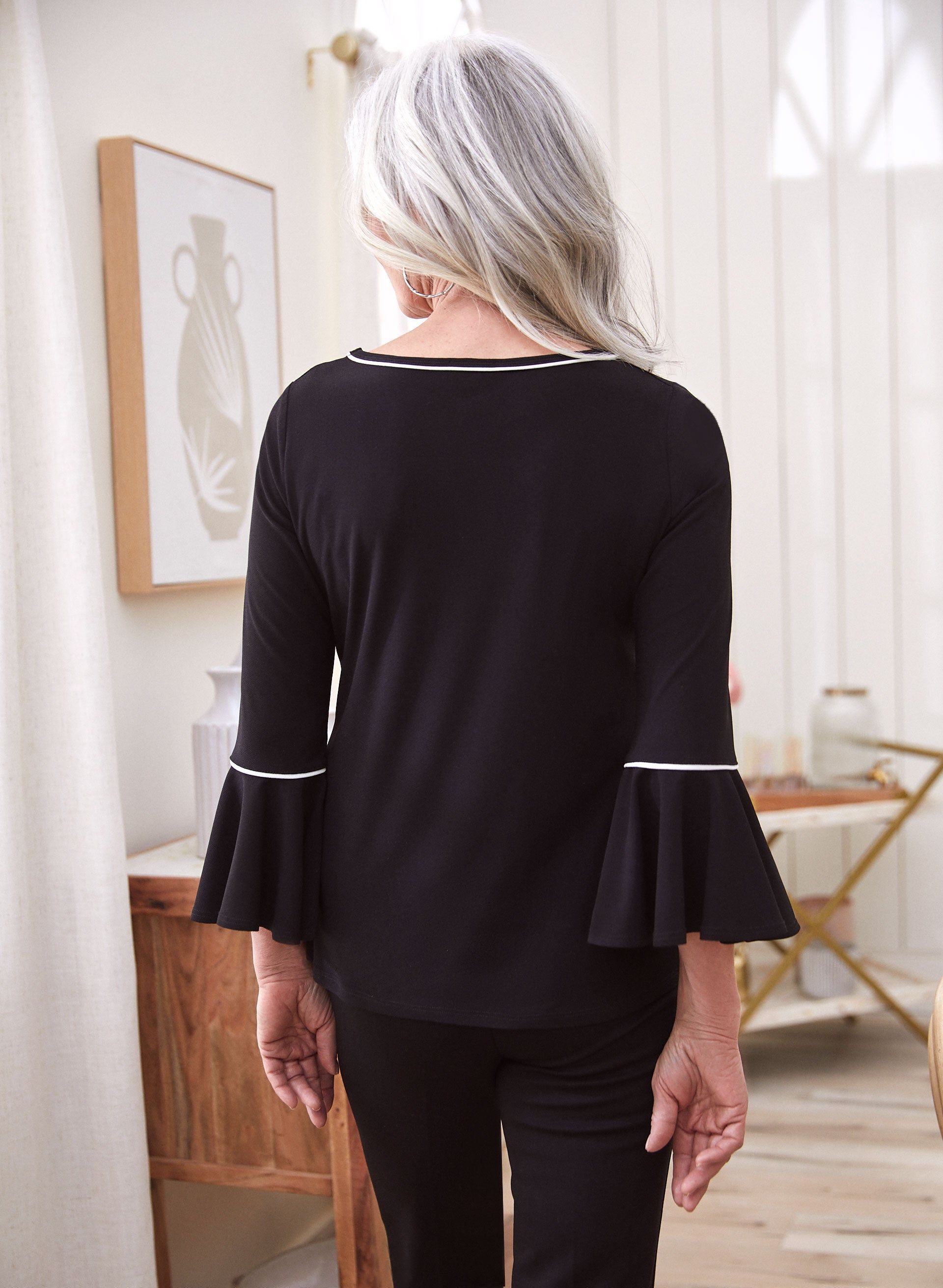 Contrast Trim Bell Sleeve Top sold by Laura product image thumbnail 4