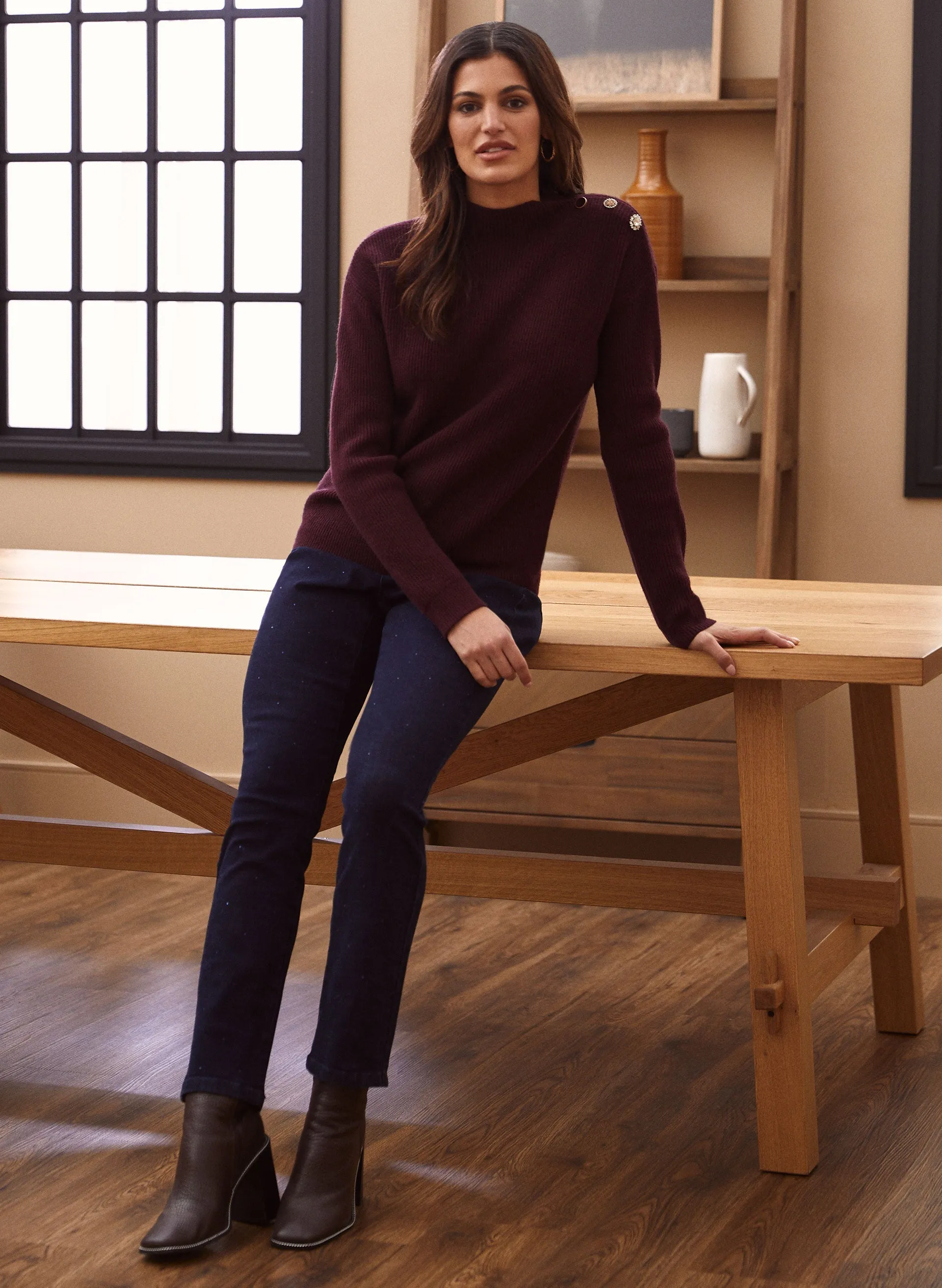 Button Detail Mock Neck Sweater sold by Laura product image thumbnail 5