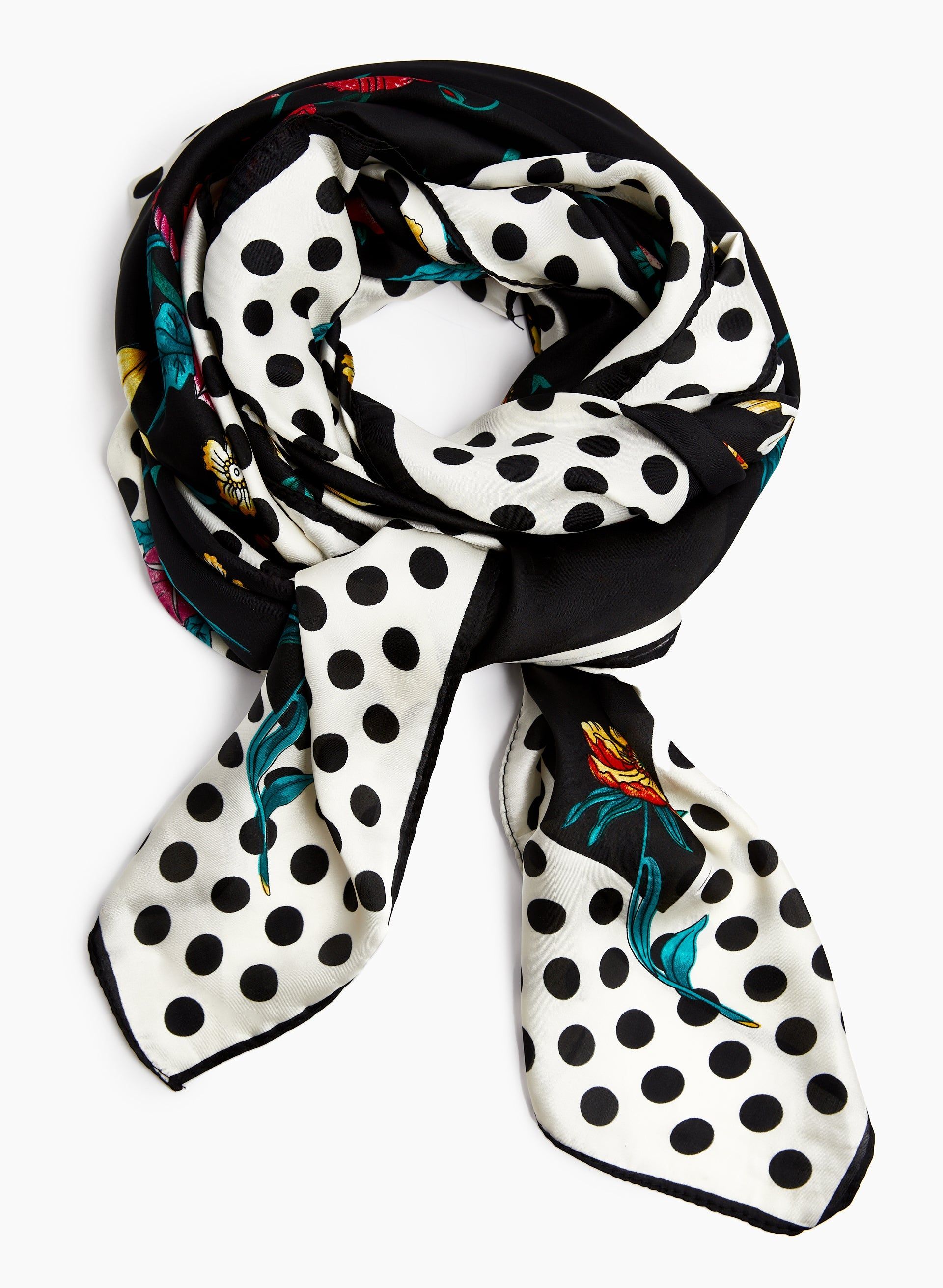 Floral & Polka Dot Print Scarf sold by Laura