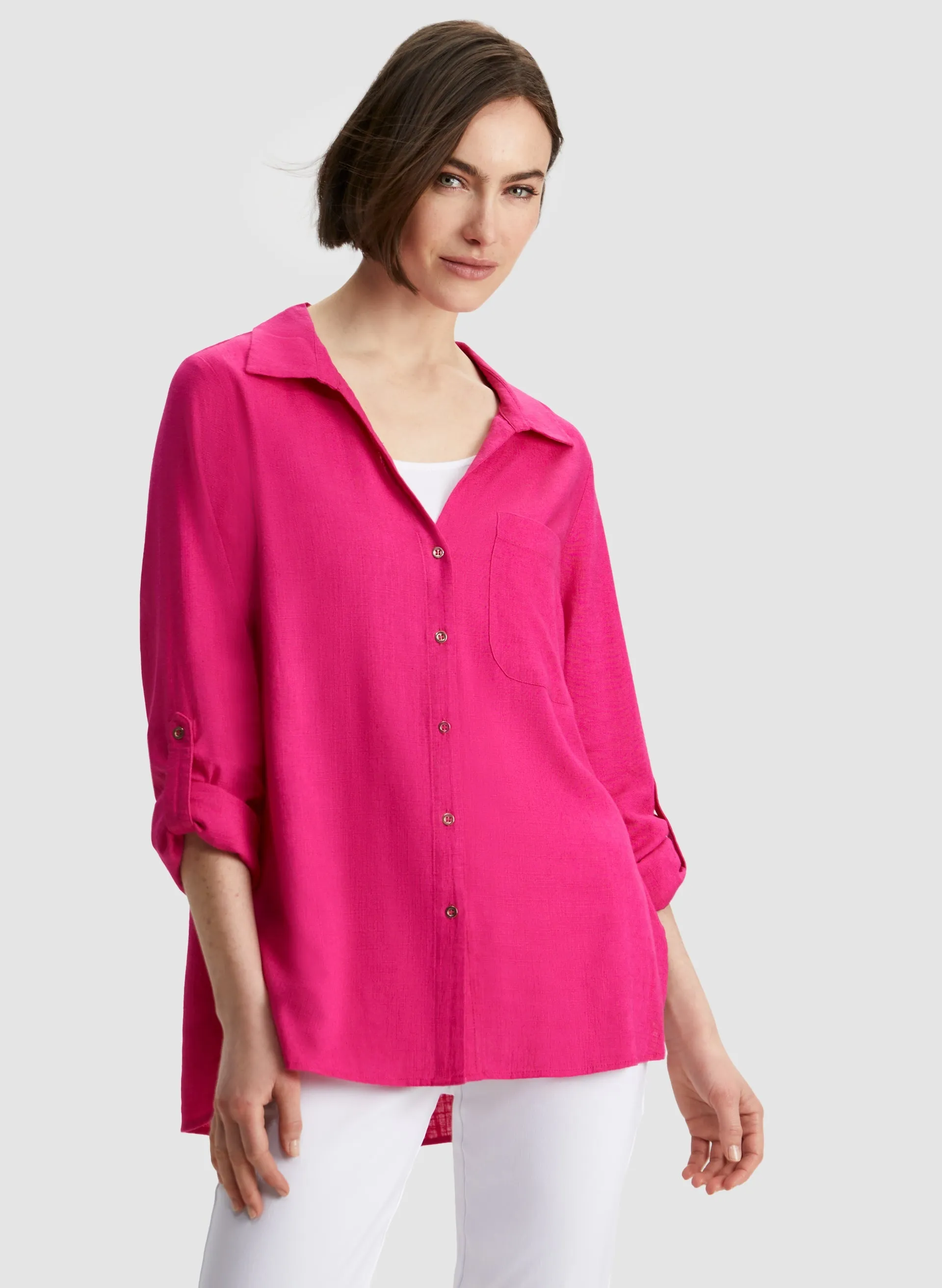 Roll-Up Sleeve Linen-Blend Blouse sold by Laura product image thumbnail 5