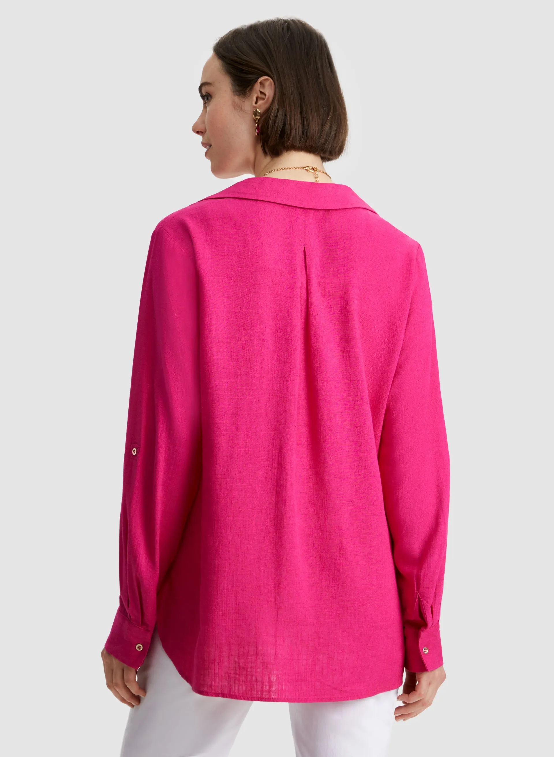 Roll-Up Sleeve Linen-Blend Blouse sold by Laura product image thumbnail 4