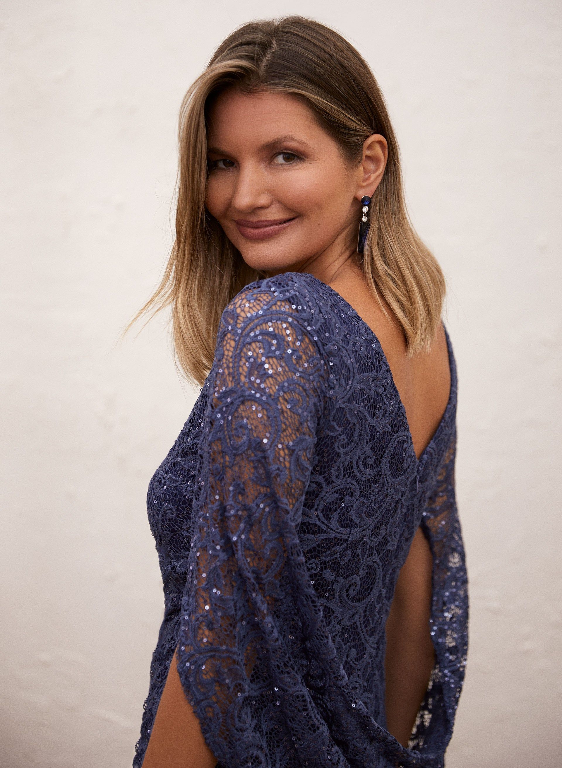 Sequin Lace Drape Back Dress sold by Laura product image thumbnail 3