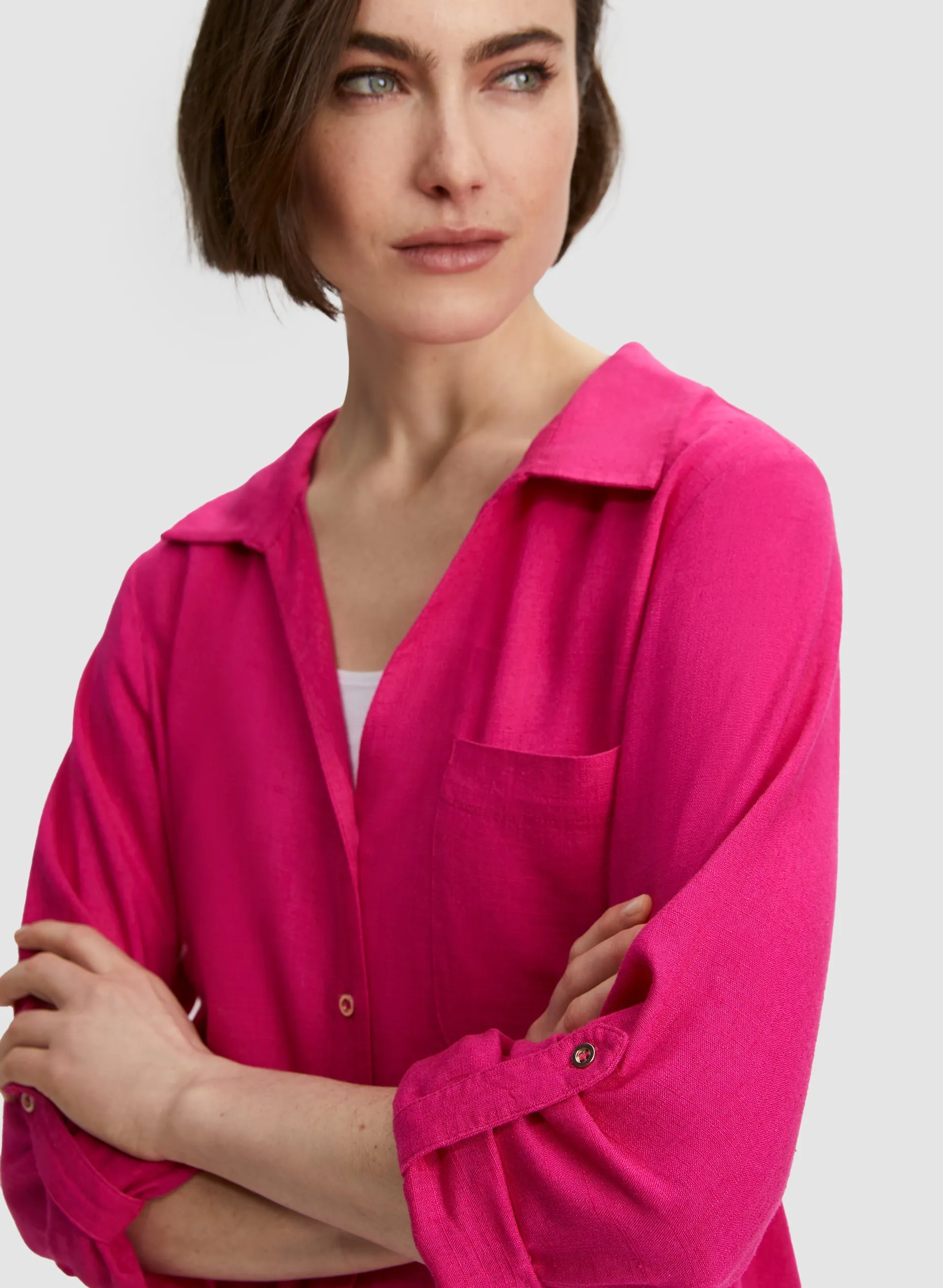 Roll-Up Sleeve Linen-Blend Blouse sold by Laura product image thumbnail 2