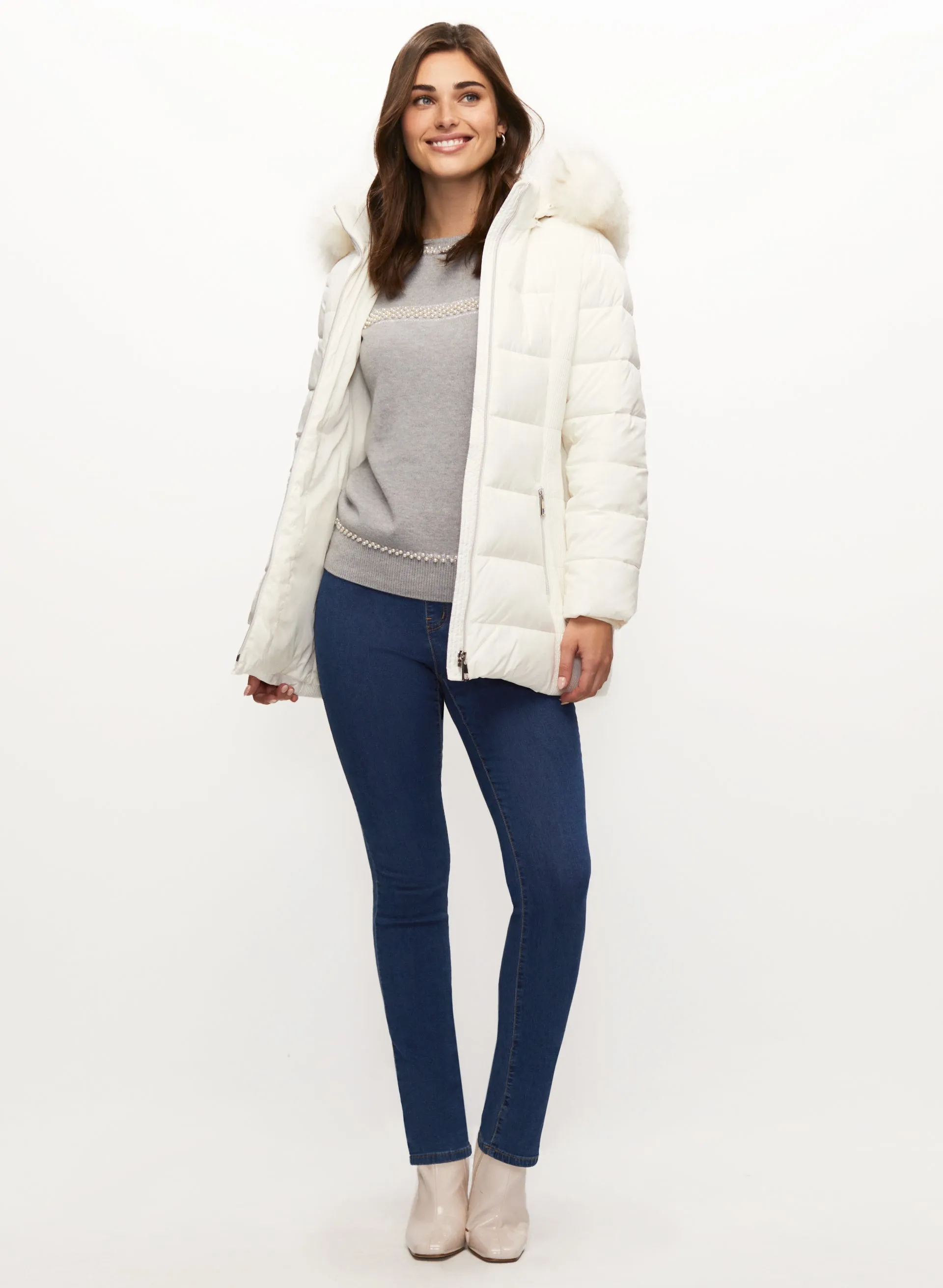Quilted Coat & Straight Leg Jeans sold by Laura