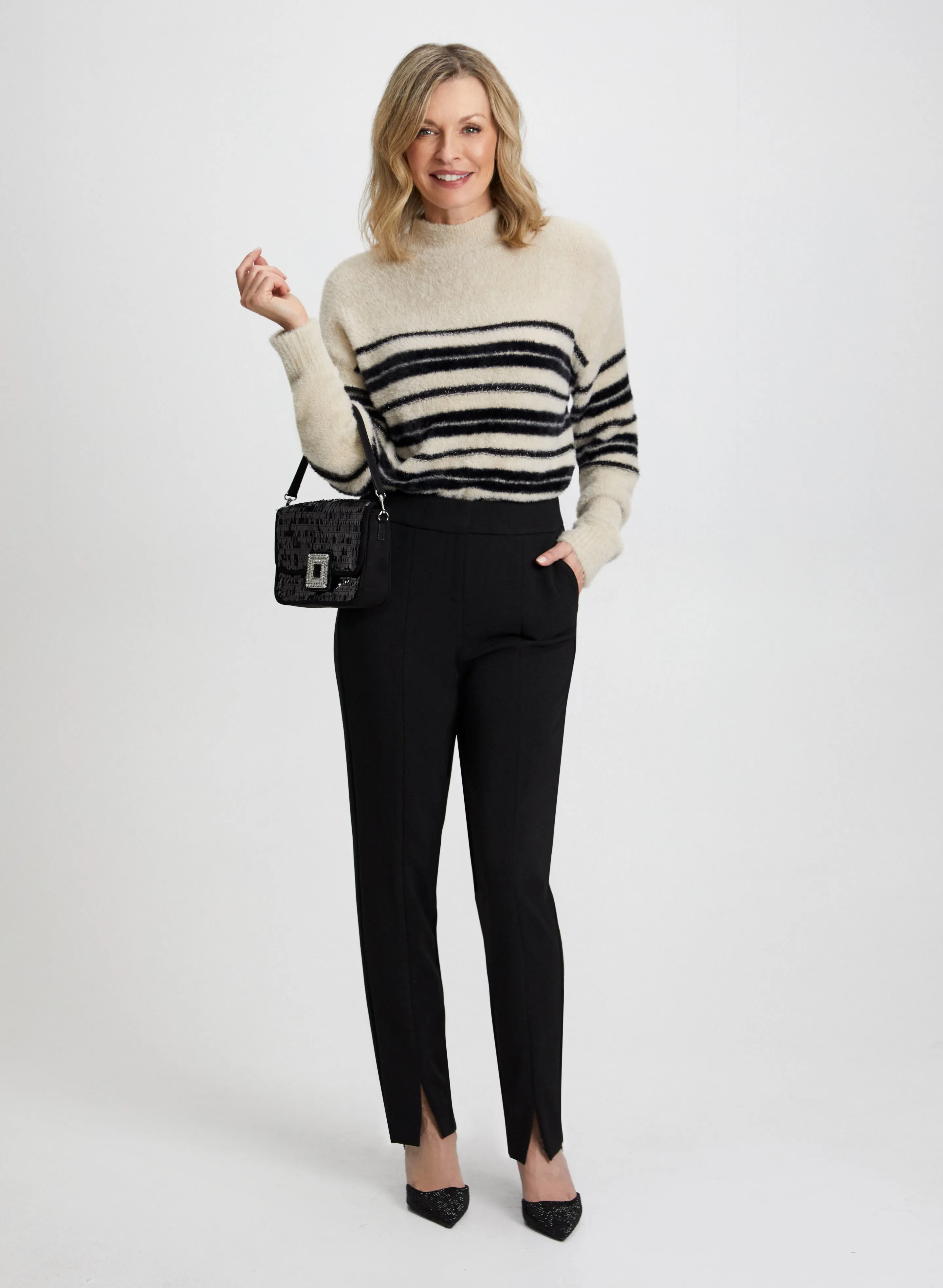 Stripe Print Sweater & Slim Leg Pants sold by Laura