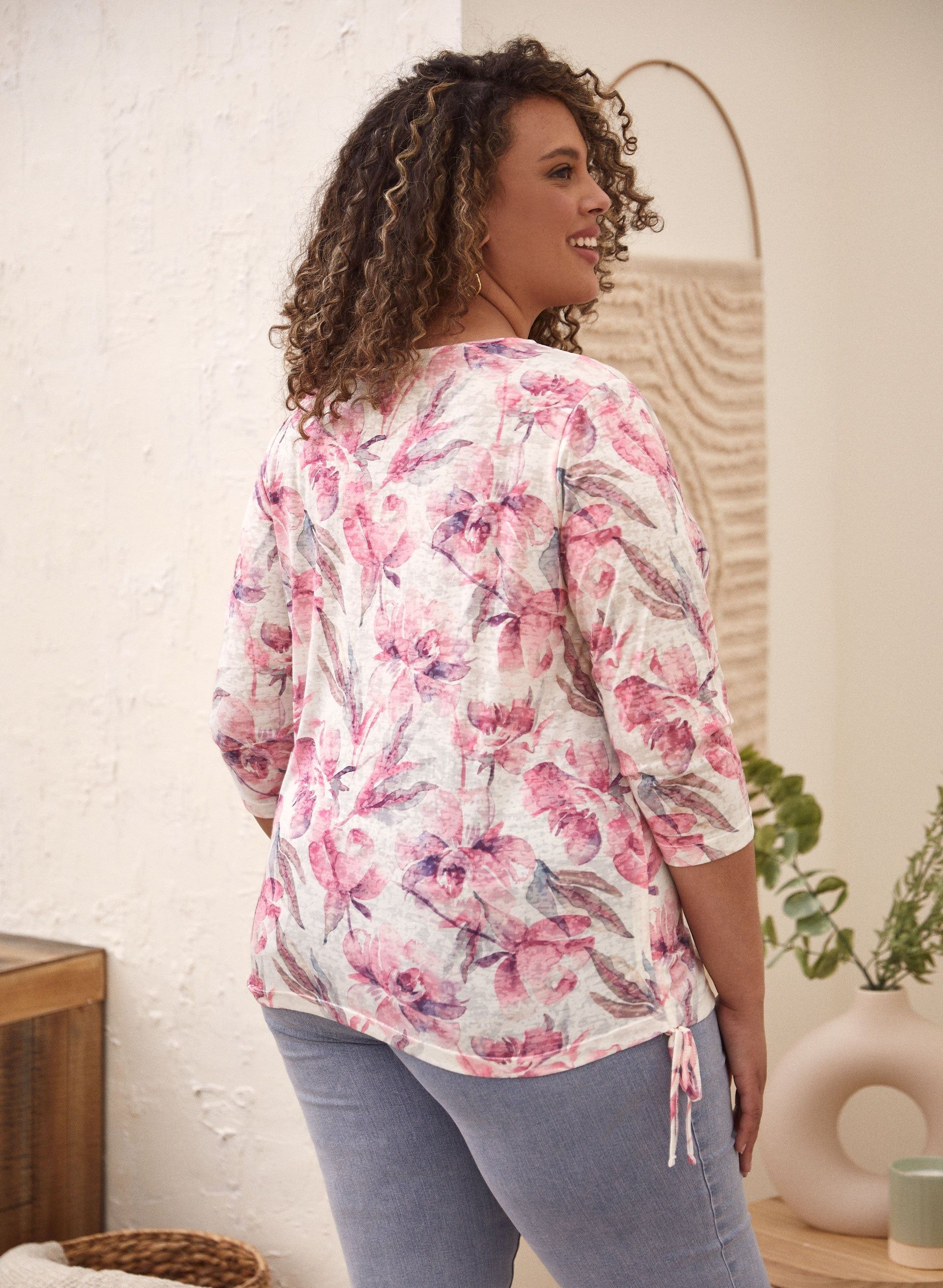 Floral Print 3/4 Sleeve Tee sold by Laura product image thumbnail 4
