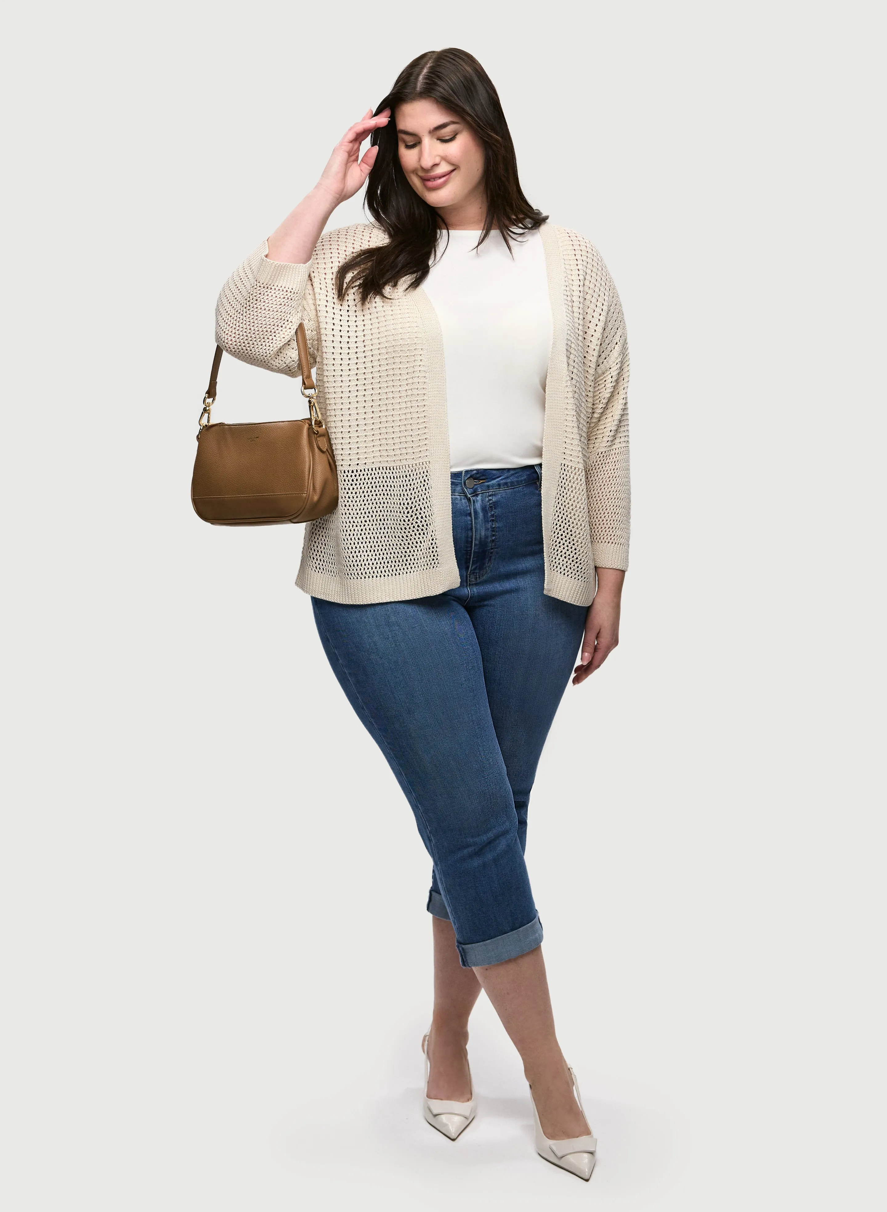 Knit Cardigan & Denim Capris sold by Laura