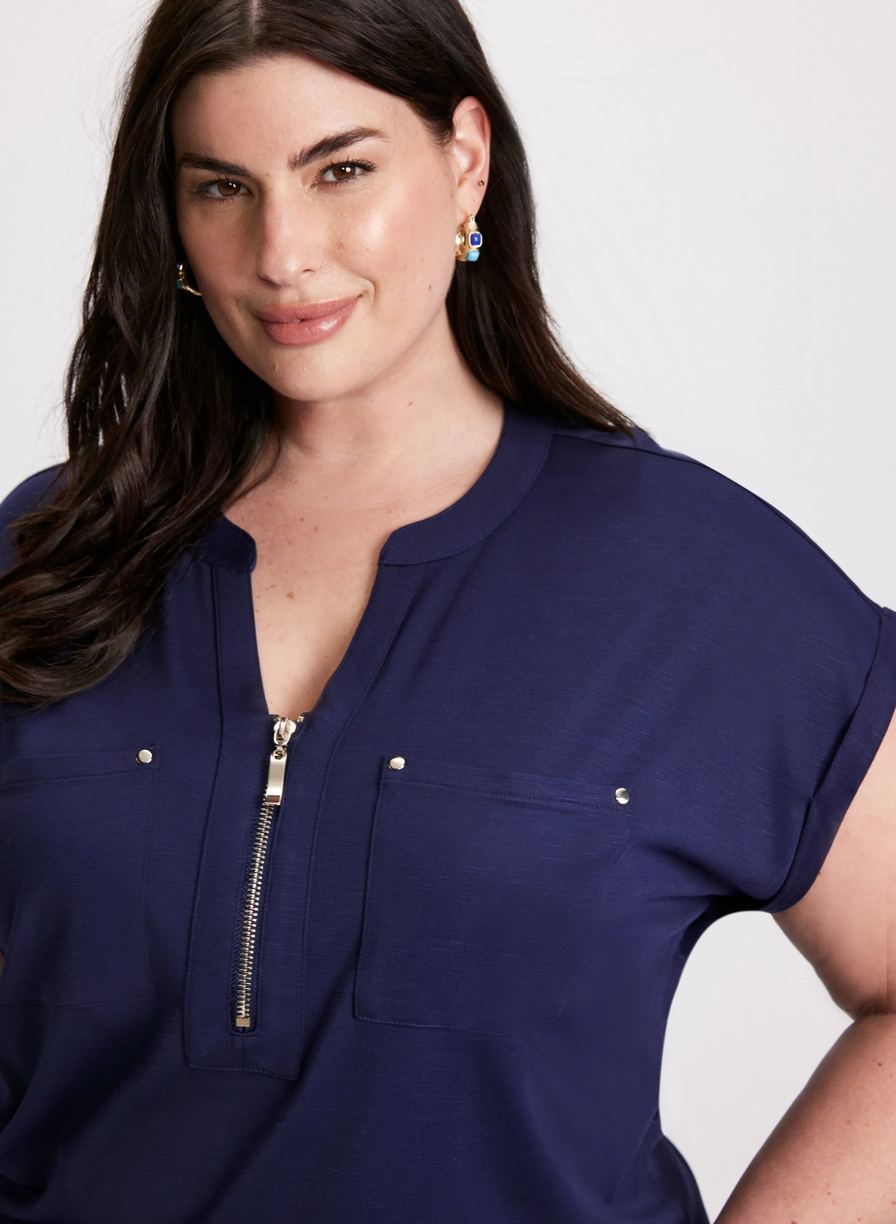 Zipper Neckline T-Shirt sold by Laura product image thumbnail 2