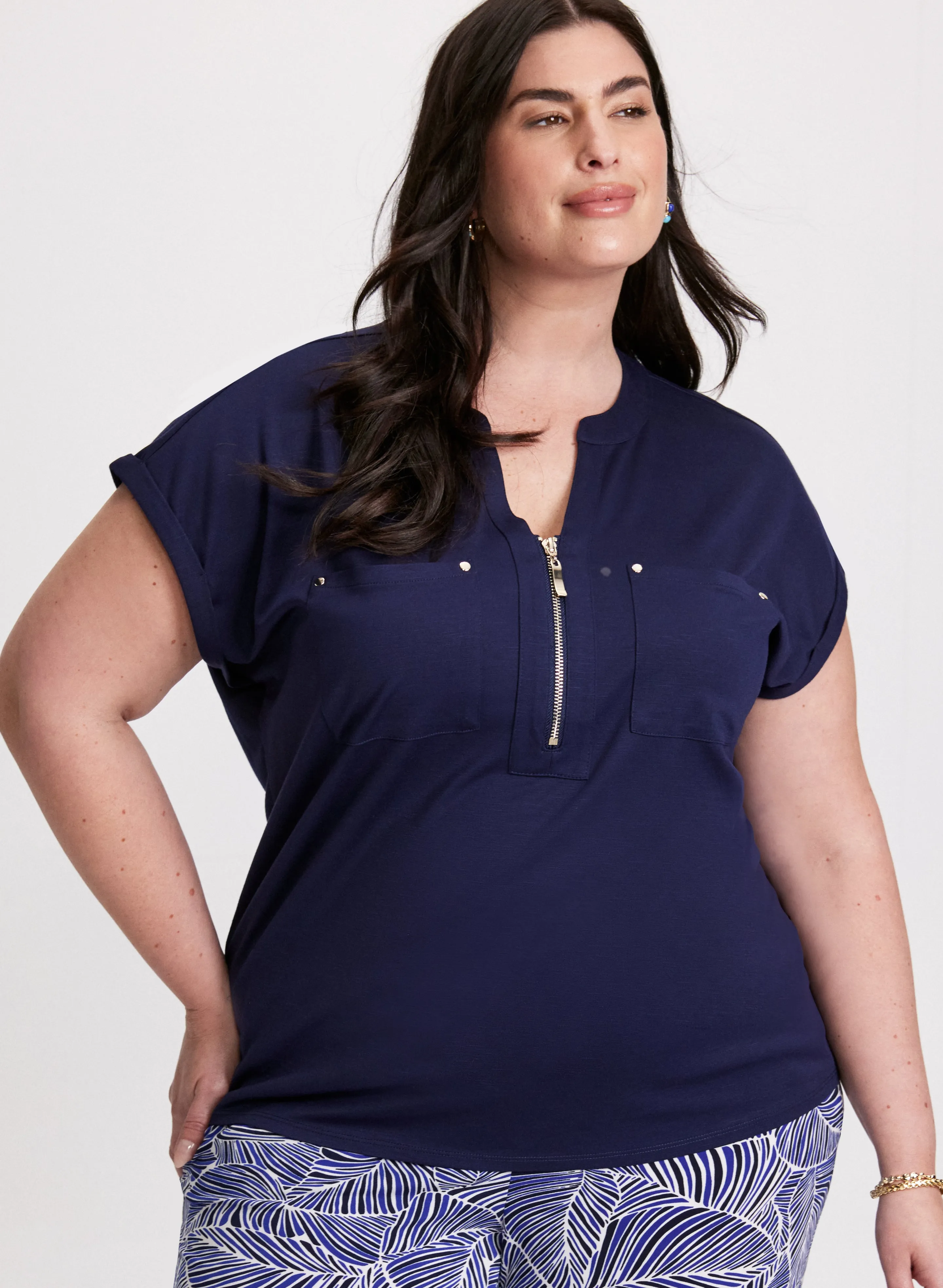 Zipper Neckline T-Shirt sold by Laura product image thumbnail 5