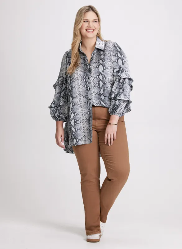 Snake Print Blouse & Straight Leg Jeans sold by Laura