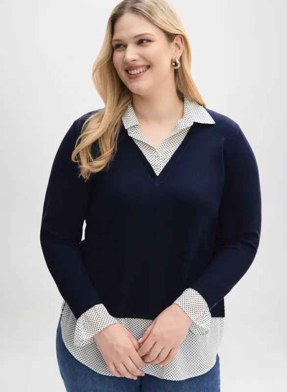 Dot Motif Fooler Sweater sold by Laura