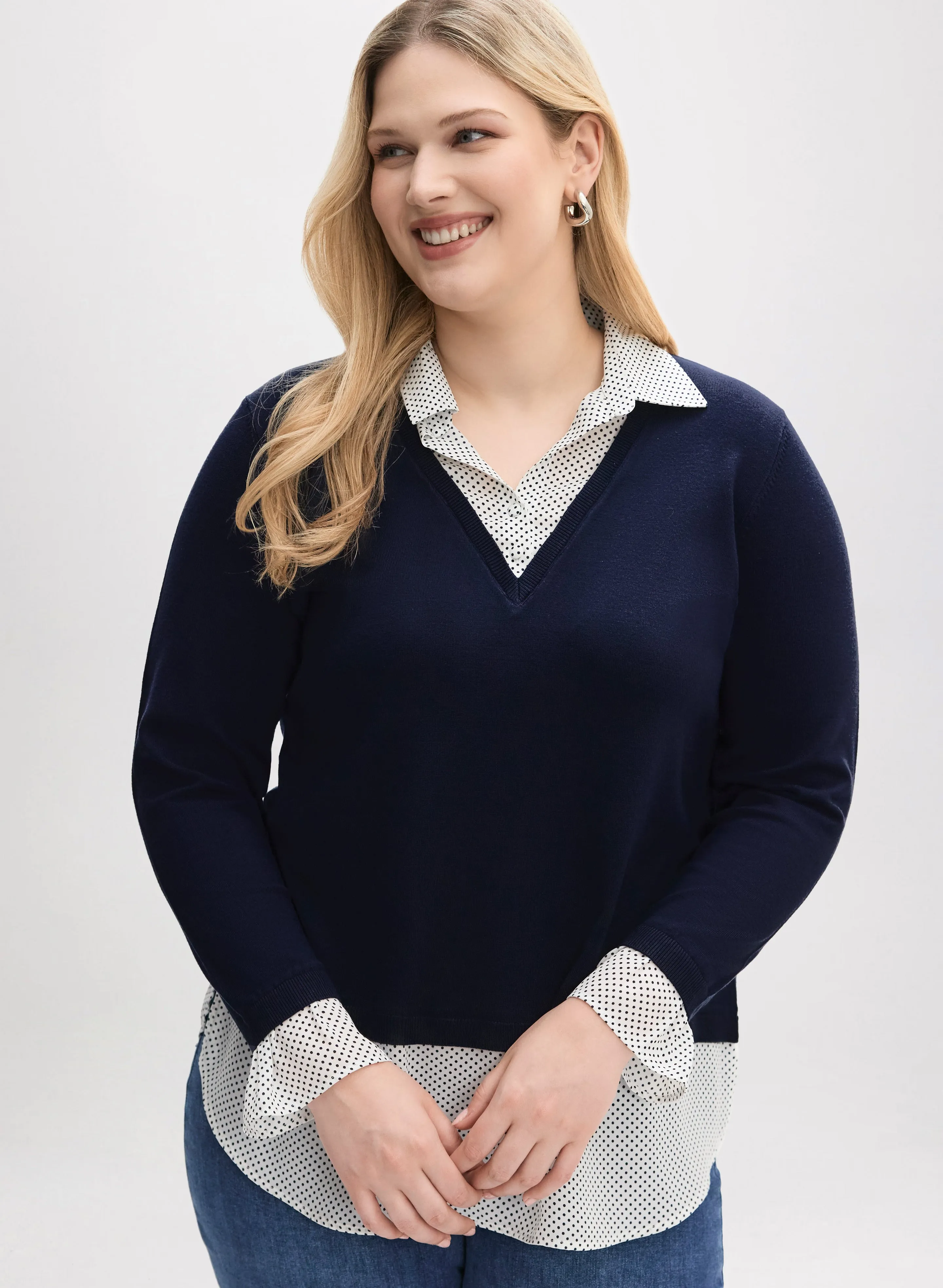 Dot Motif Fooler Sweater sold by Laura