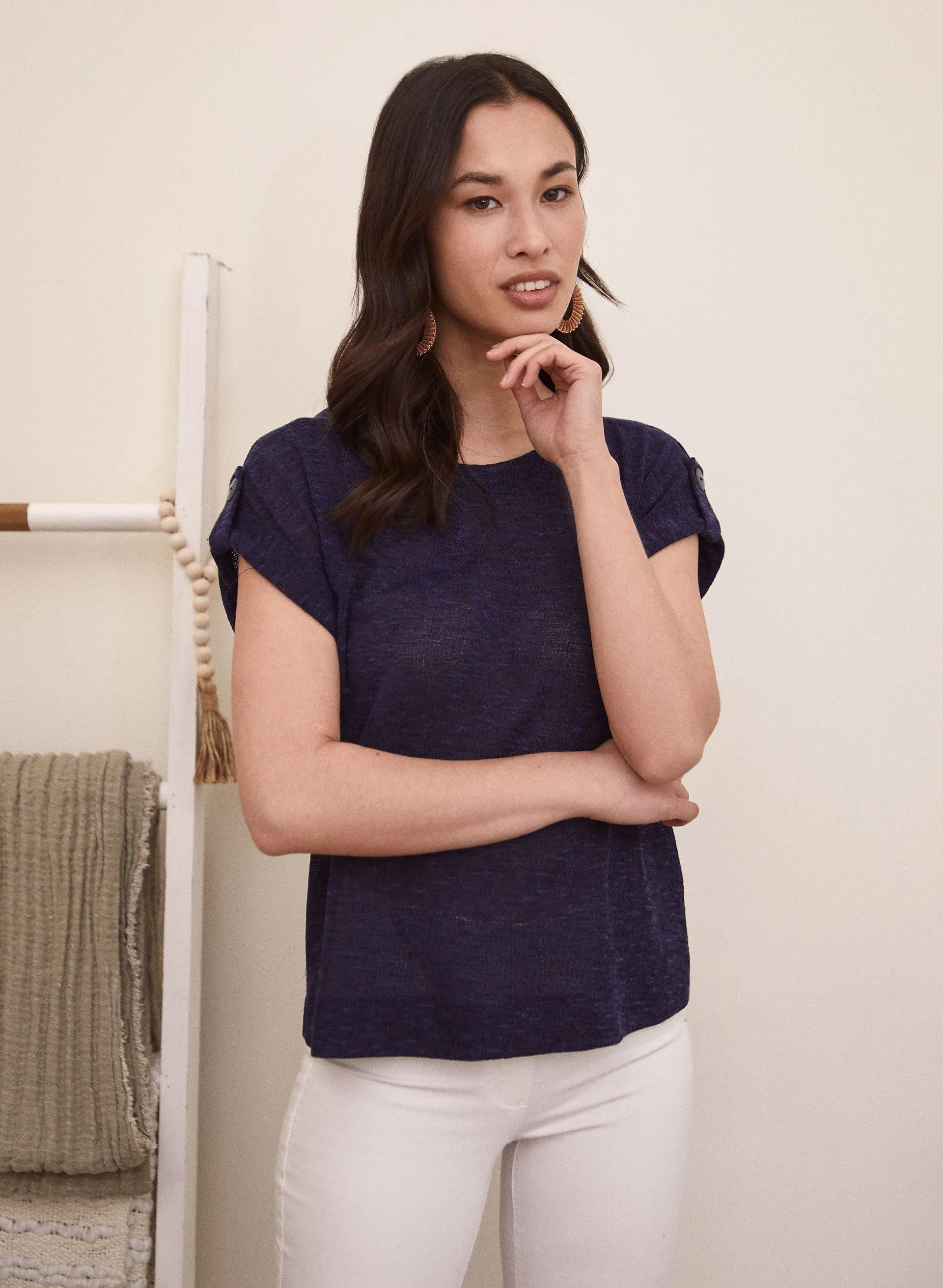 Tab Detail Short Sleeve Tee sold by Laura