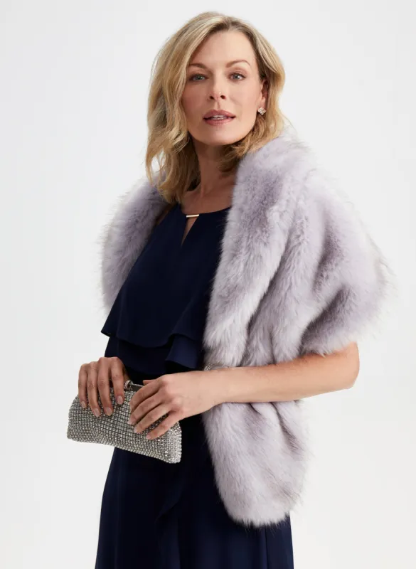 Rhinestone Clip Faux Fur Stole sold by Laura