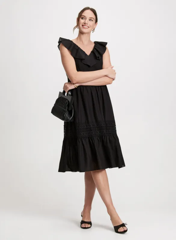 Ruffle V-Neck Fit & Flare Dress sold by Laura