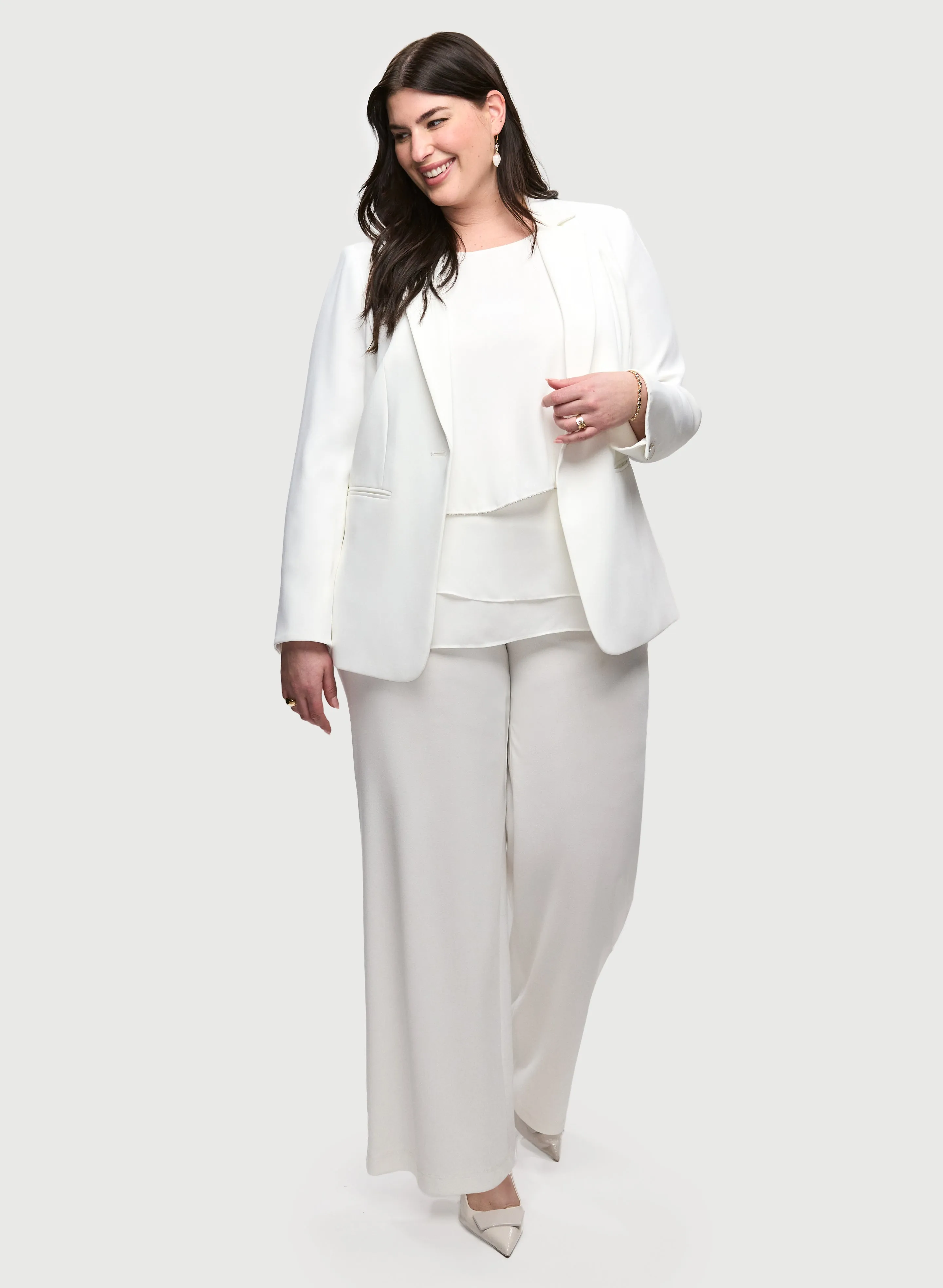 Notch Collar Blazer & Flared Pull-On Pants sold by Laura
