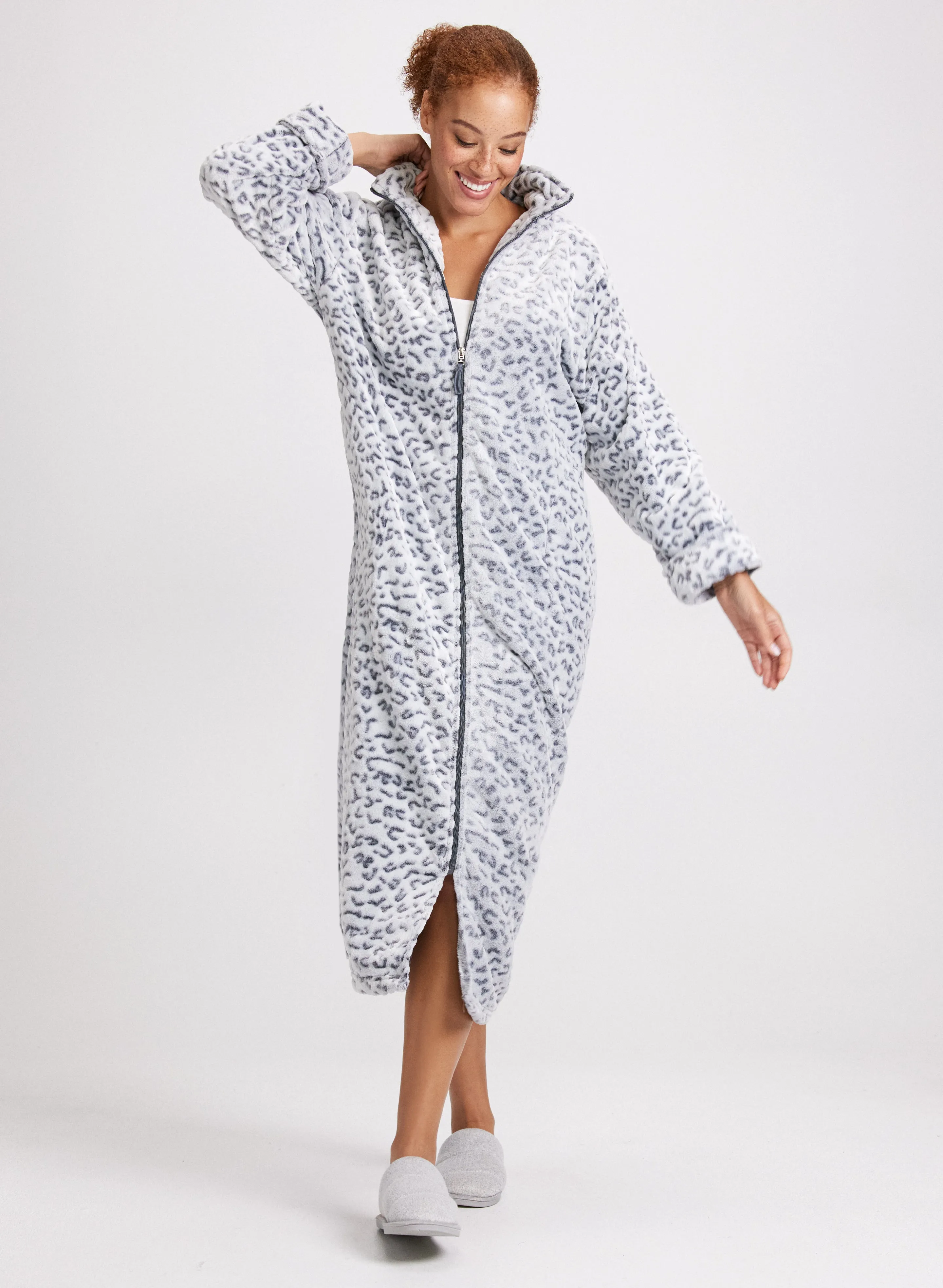 Leopard Print Zip-Front Robe sold by Laura