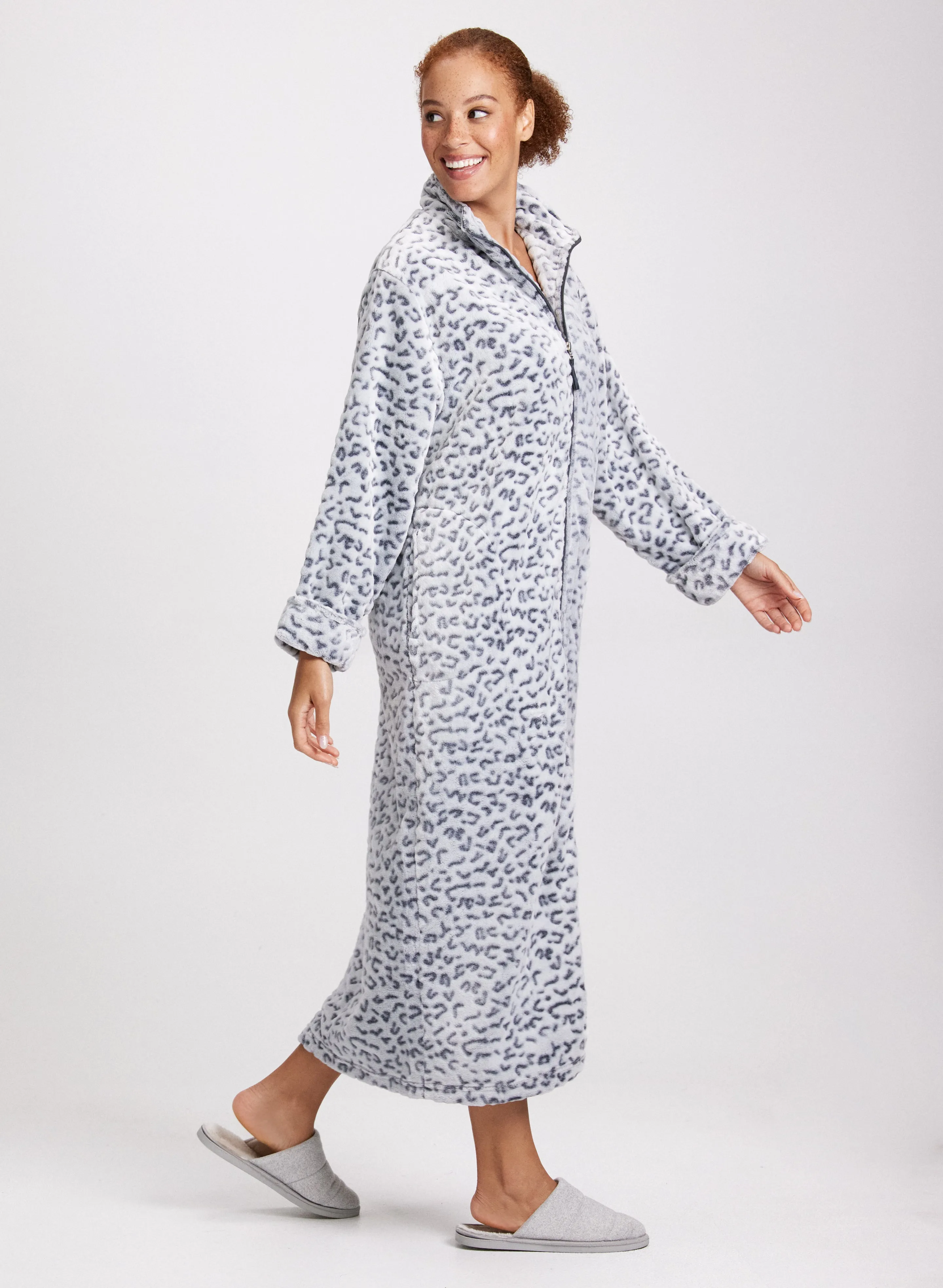 Leopard Print Zip-Front Robe sold by Laura product image thumbnail 2