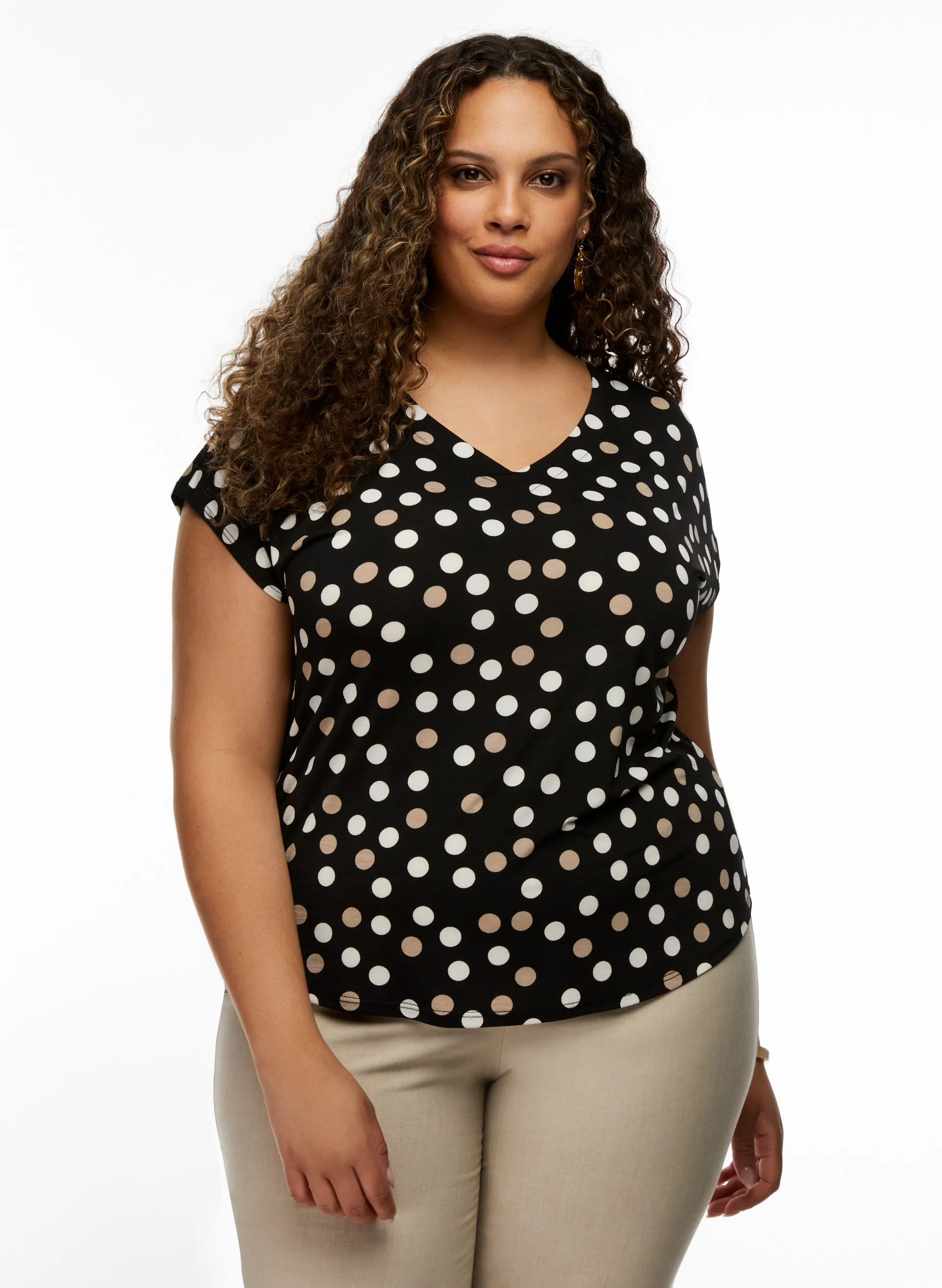 Dot Print V-Neck Top sold by Laura