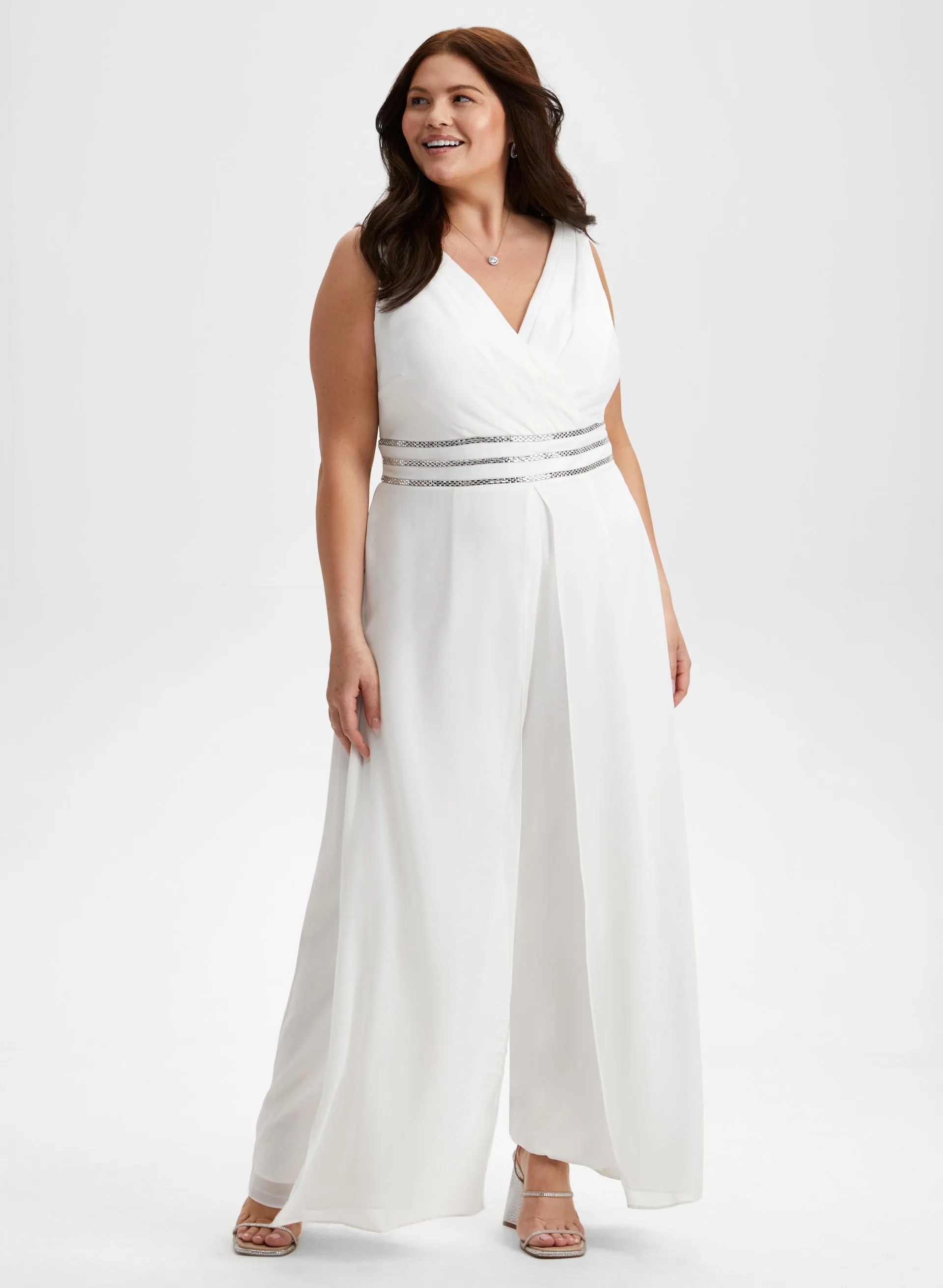 Rhinestone Stripe Detail Jumpsuit sold by Laura