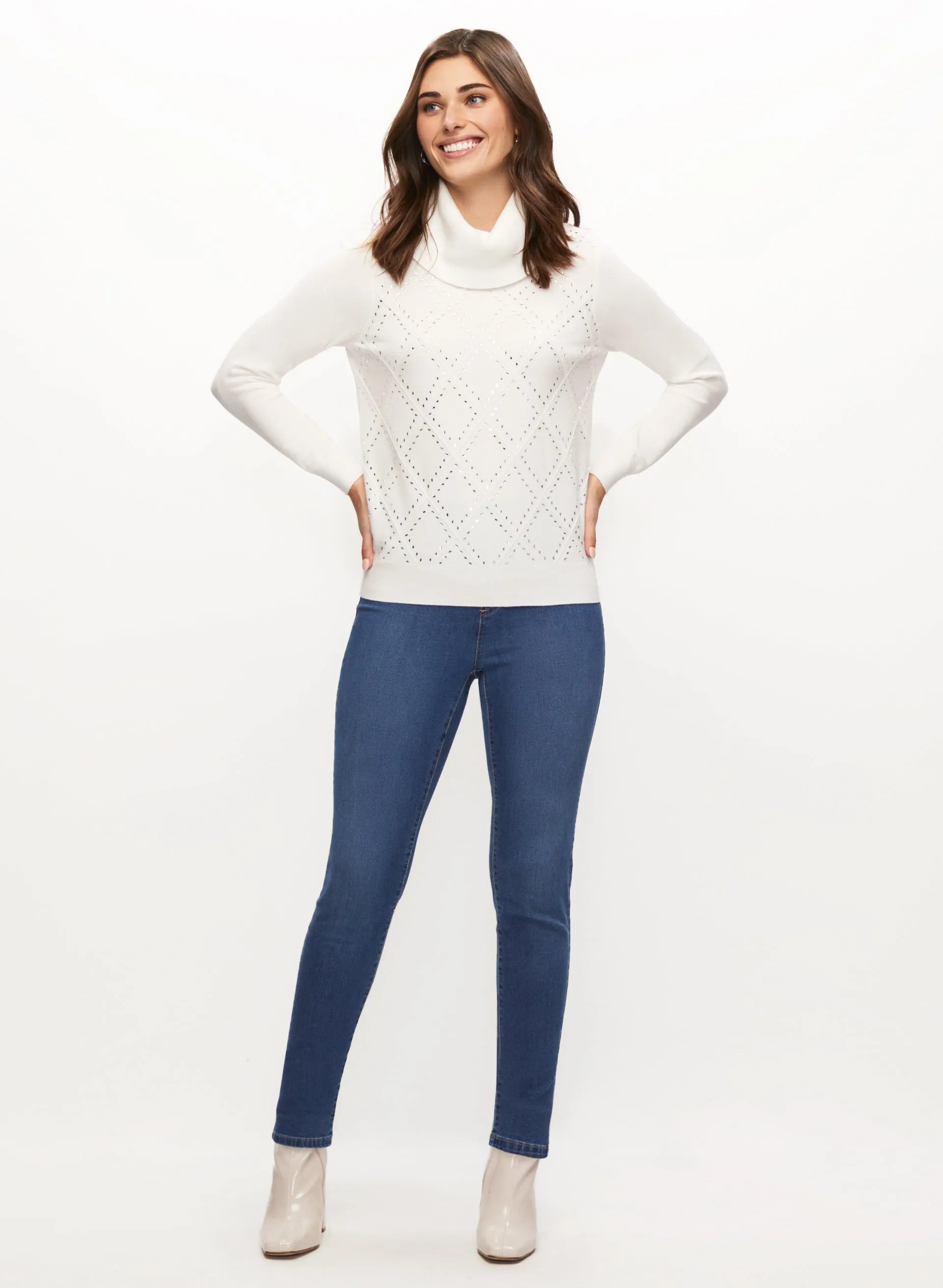 Argyle Knit Sweater & Slim Leg Jeans sold by Laura