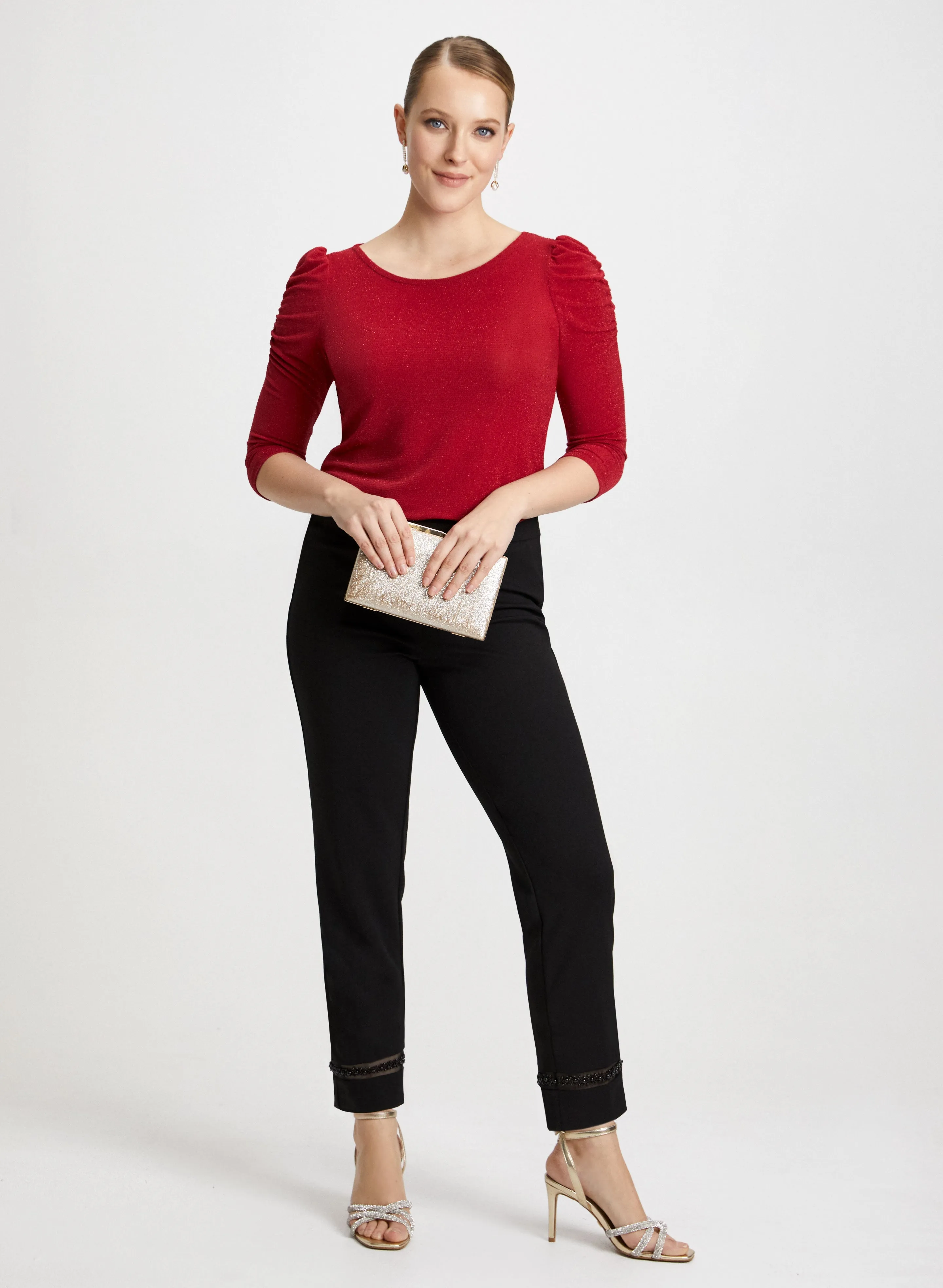 Puff Sleeve Top & Pearl Detail Pants sold by Laura