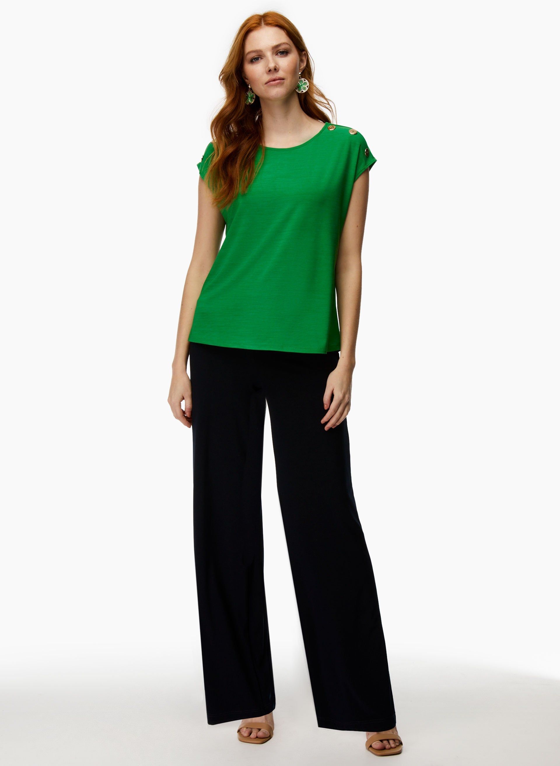 Button Detail Cap Sleeve Top sold by Laura product image thumbnail 3