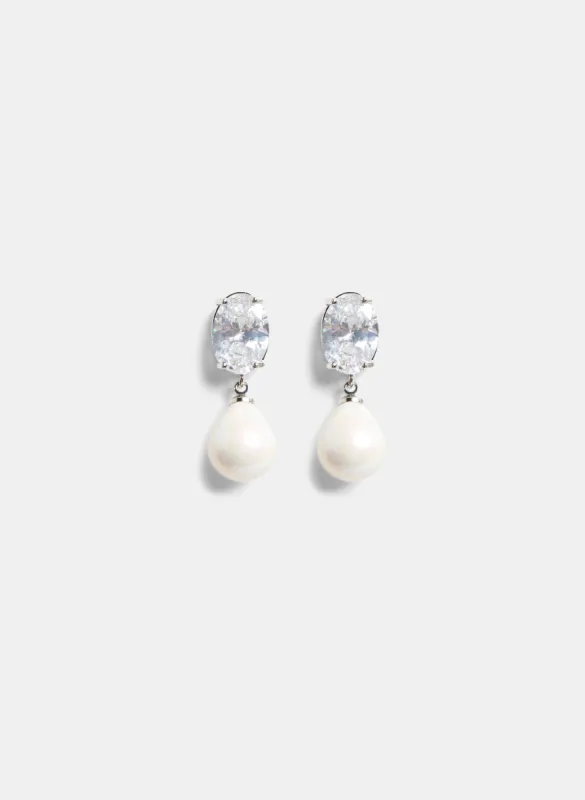 Pearl Pendant Drop Earrings sold by Laura