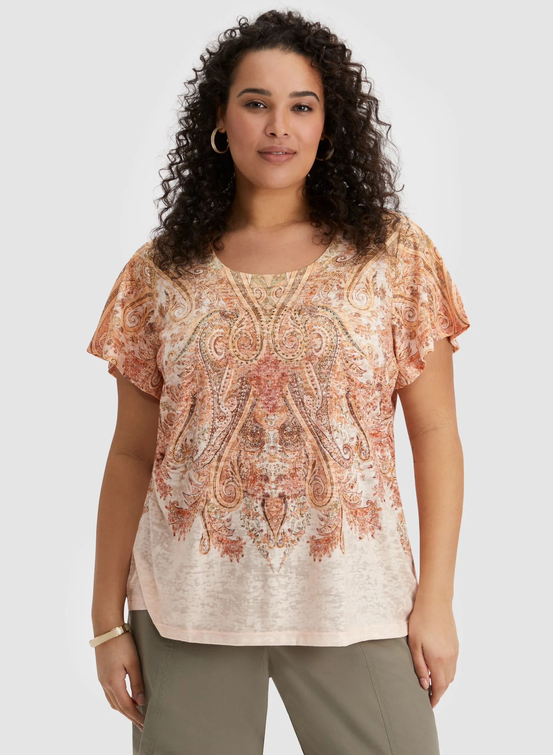 Embellished Paisley Print Burnout Tee sold by Laura product image thumbnail 5