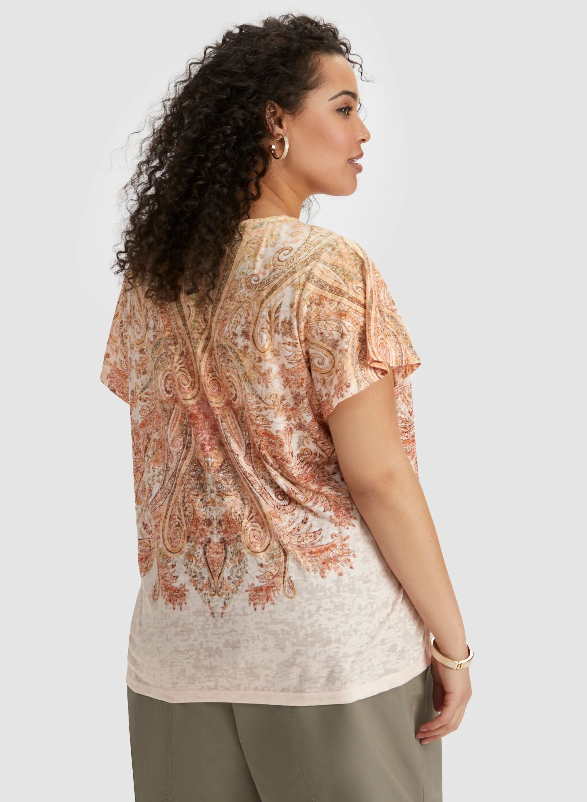 Embellished Paisley Print Burnout Tee sold by Laura product image thumbnail 4