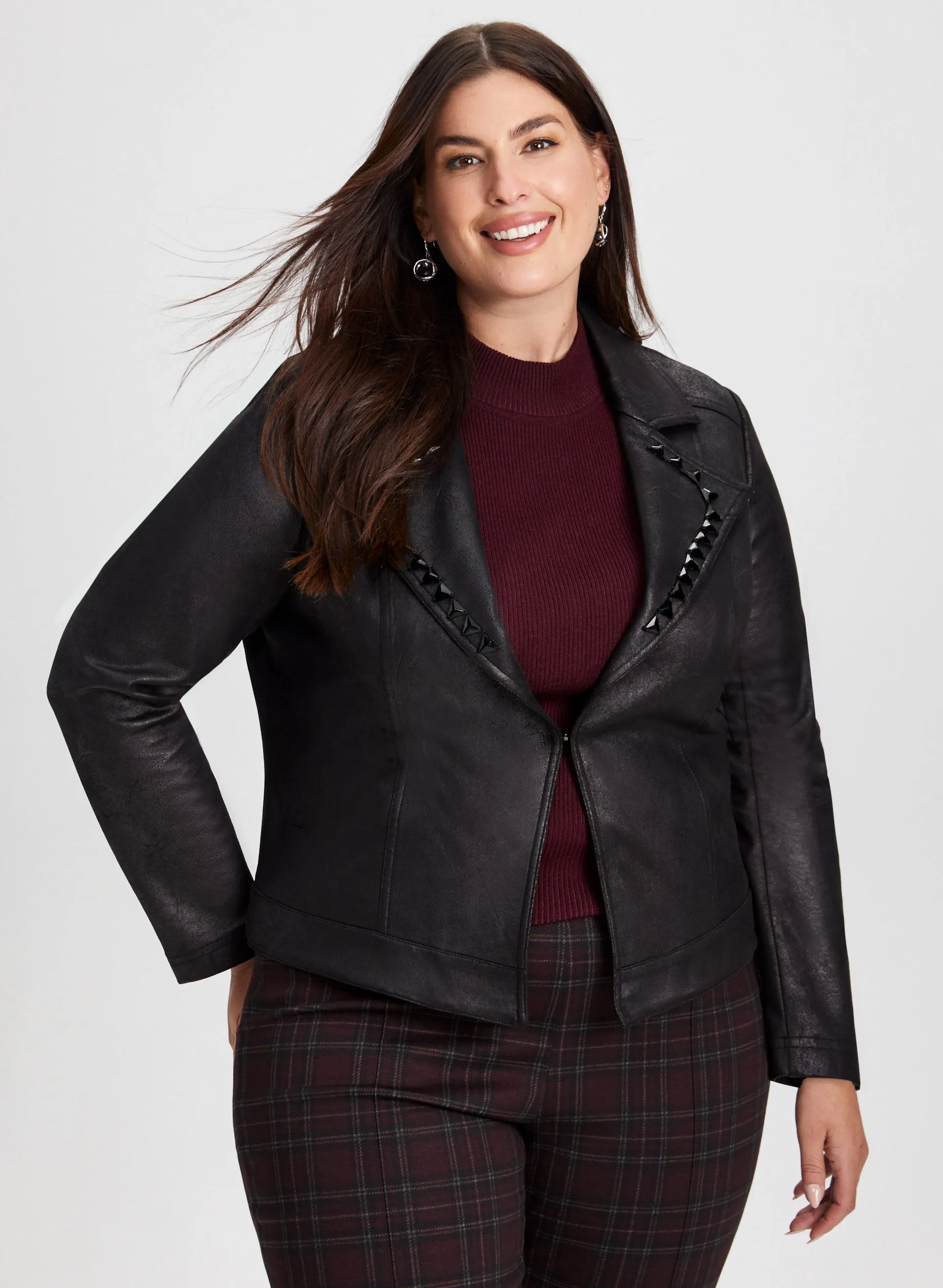 Faux Suede Stud Detail Jacket sold by Laura