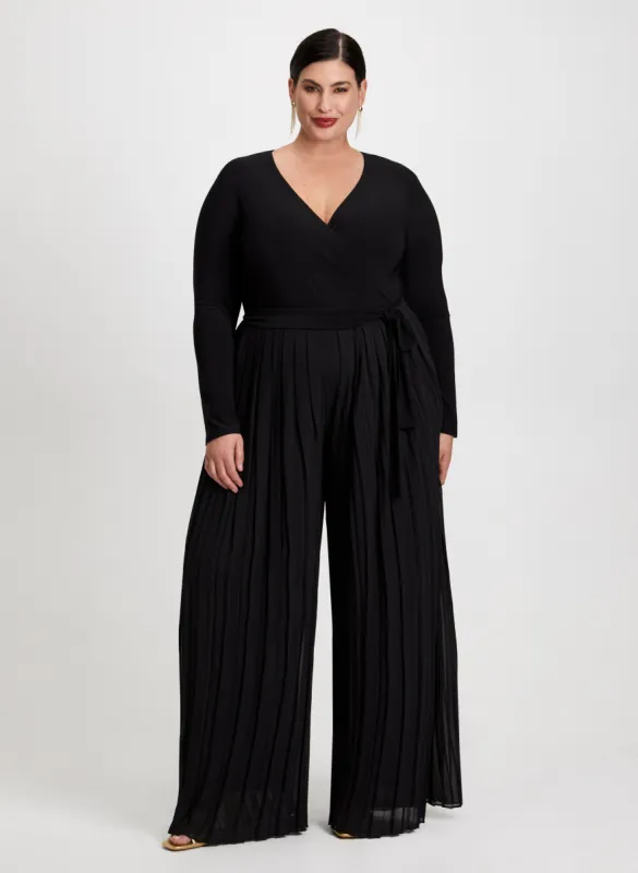 Joseph Ribkoff - Chiffon Pleated Wide Leg Jumpsuit sold by Laura