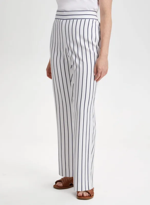 Pull-on Stripe Print Straight Leg Pants sold by Laura