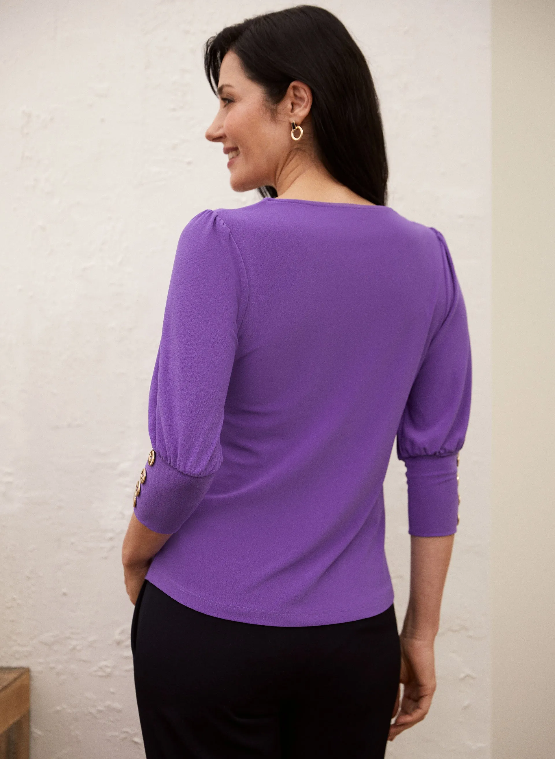 Puffed Sleeve V-Neck Top sold by Laura product image thumbnail 3