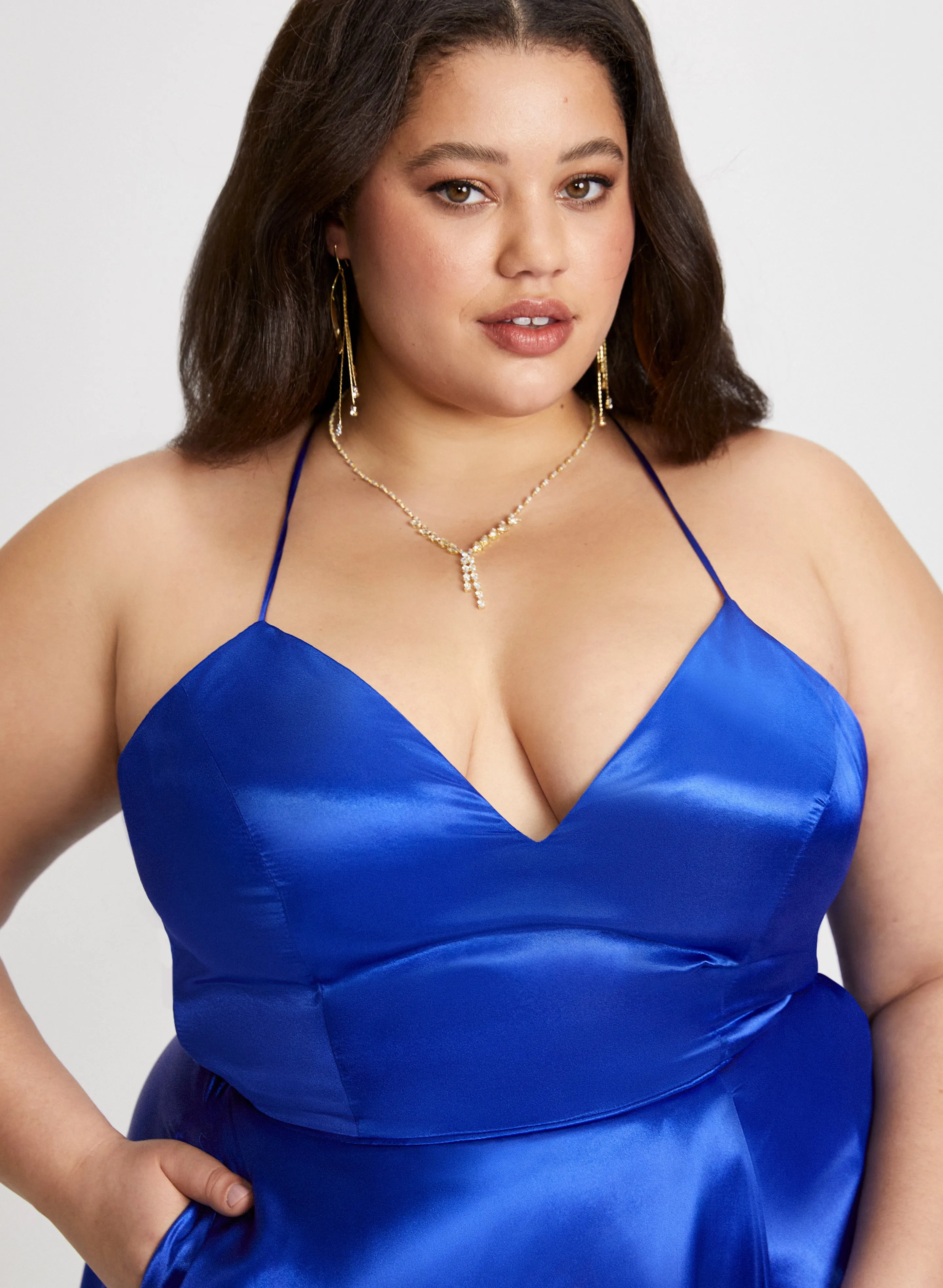Plunging Lace-Up Back Dress sold by Laura product image thumbnail 3