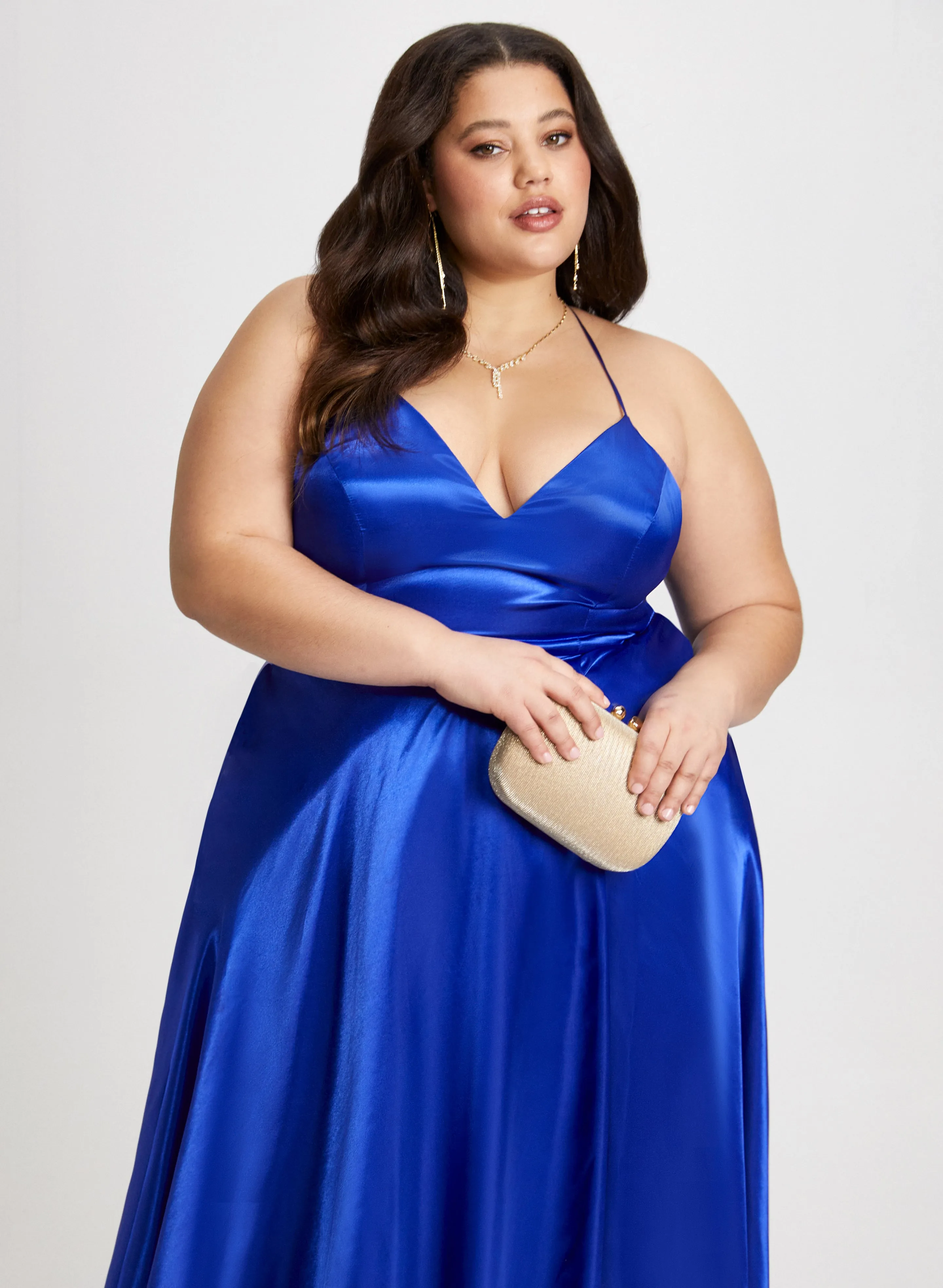 Plunging Lace-Up Back Dress sold by Laura product image thumbnail 4