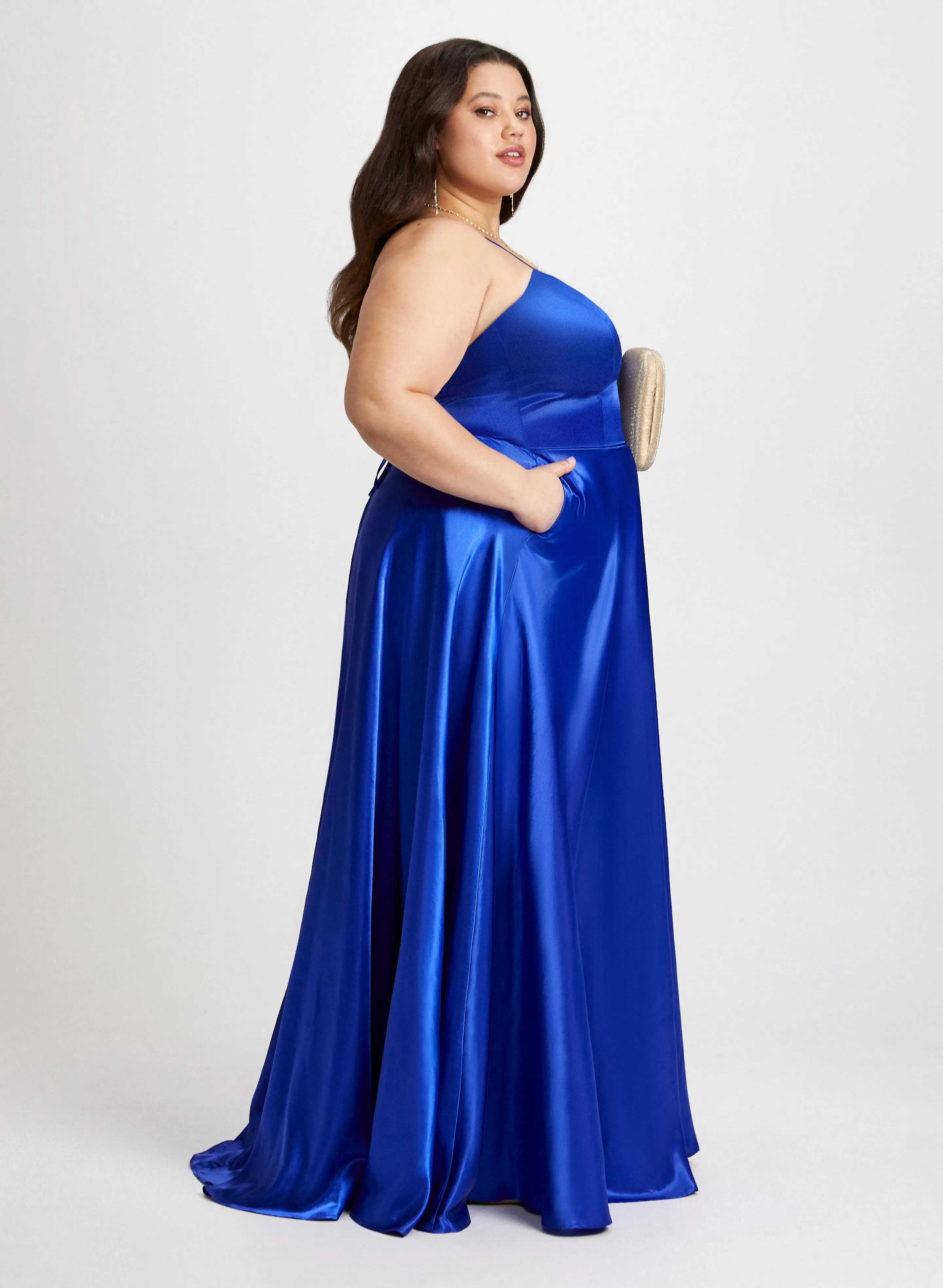 Plunging Lace-Up Back Dress sold by Laura product image thumbnail 5