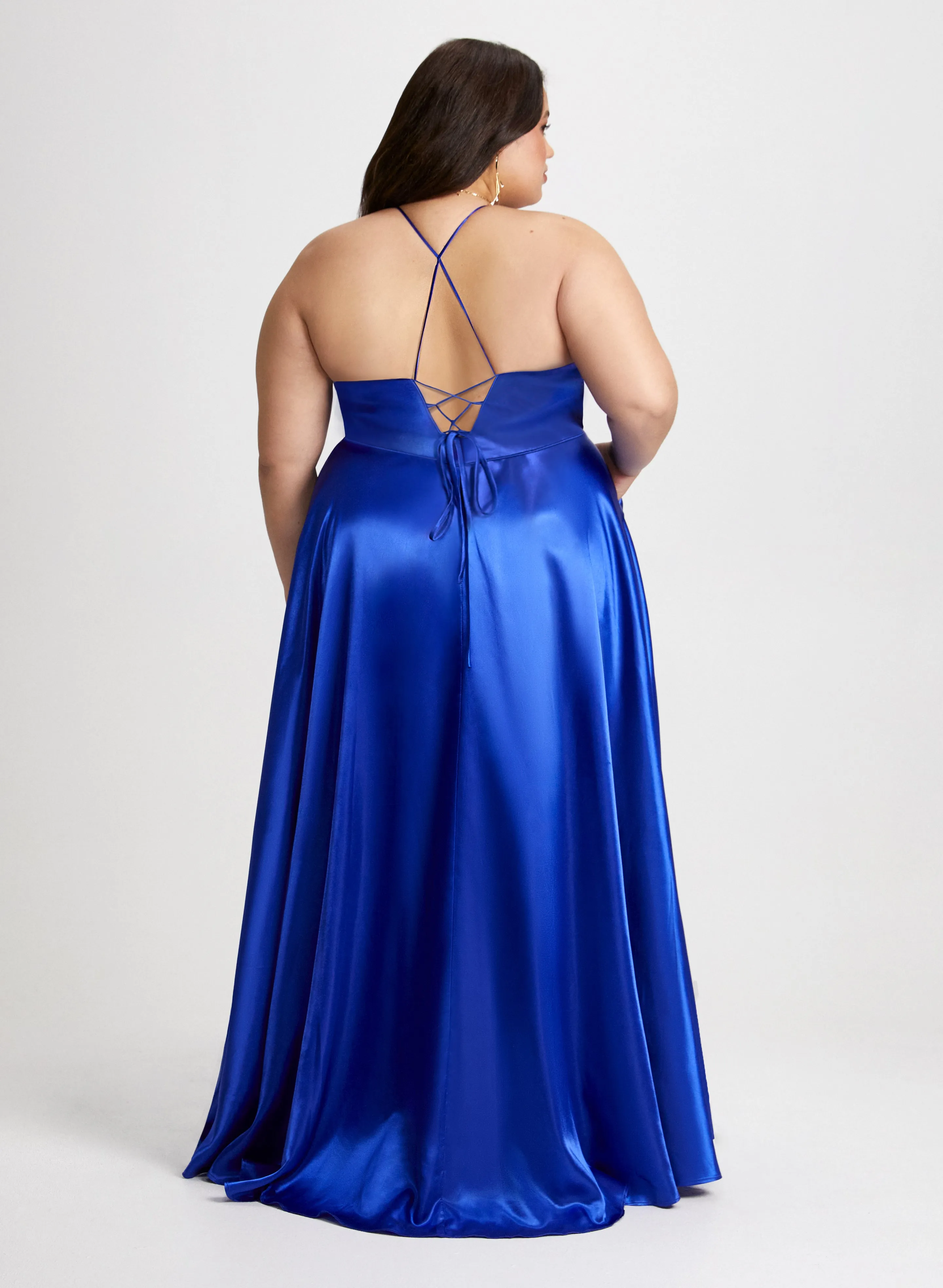 Plunging Lace-Up Back Dress sold by Laura product image thumbnail 2