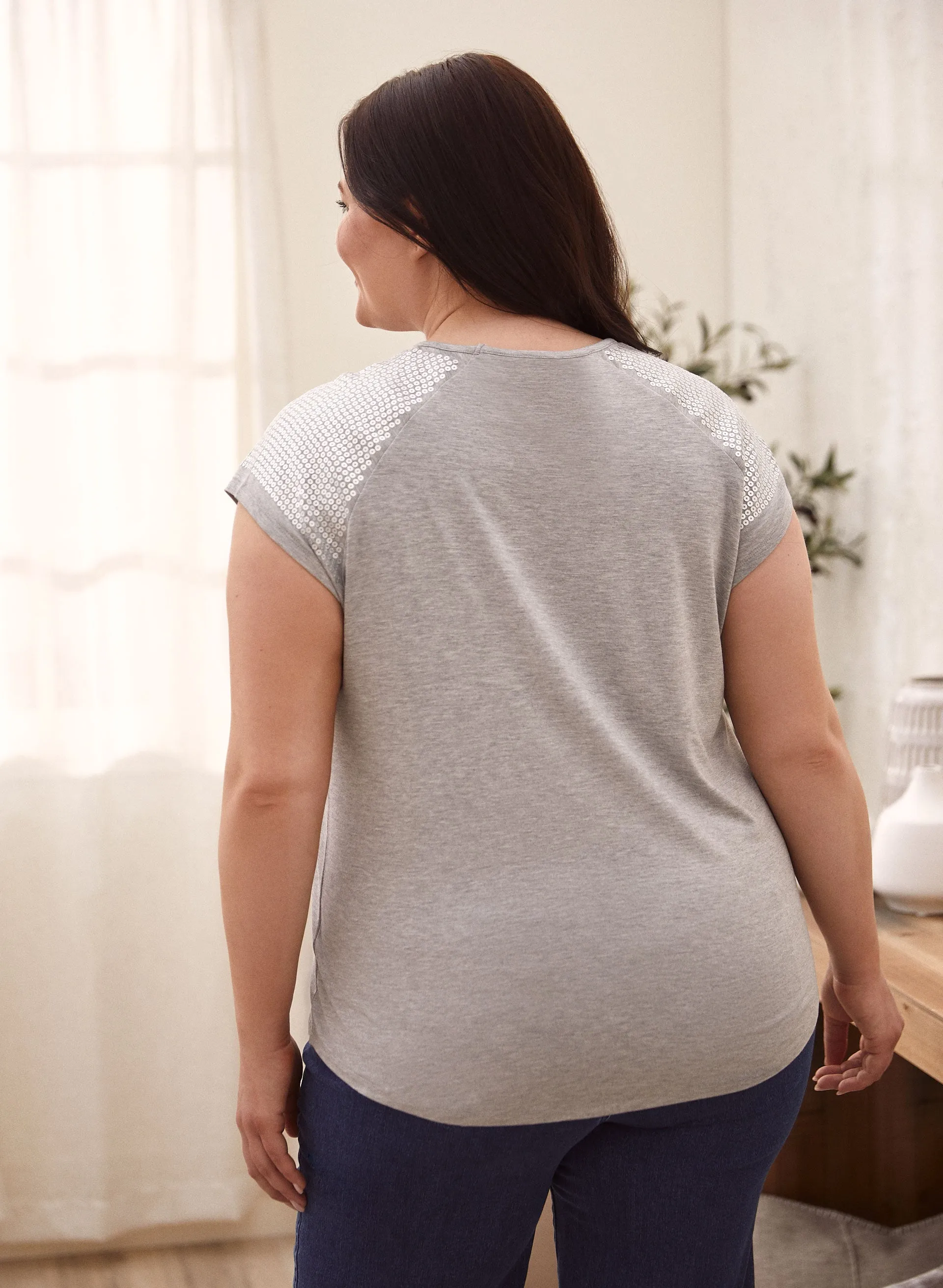 Sequin Detail V-Neck Top sold by Laura product image thumbnail 4