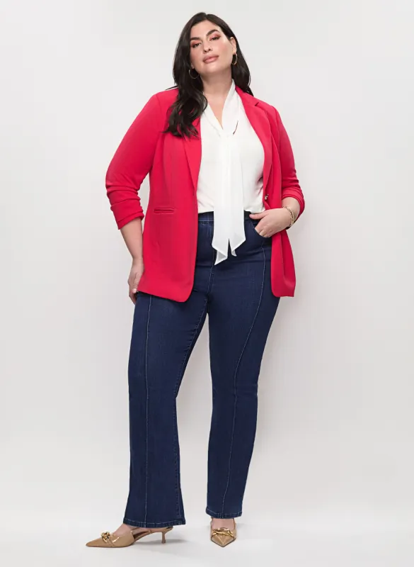 Gathered Sleeve Blazer & Bootcut Jeans sold by Laura