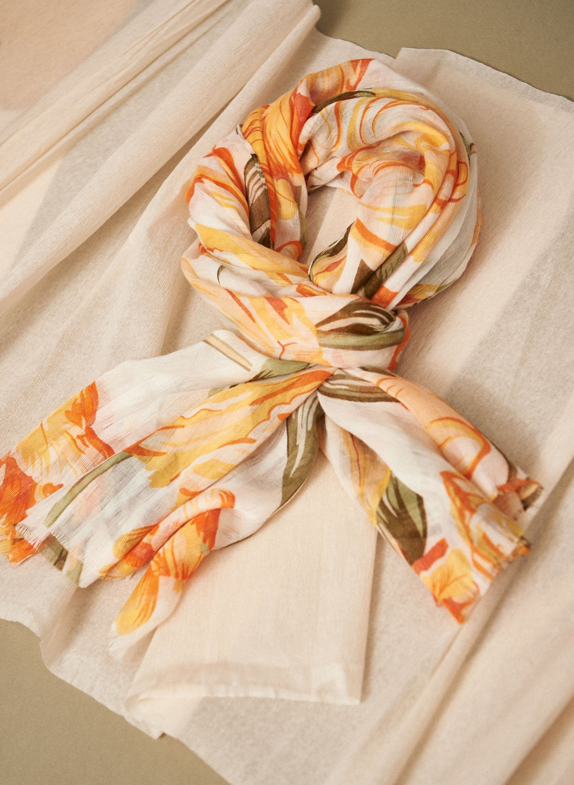 Abstract Floral Print Lightweight Scarf sold by Laura