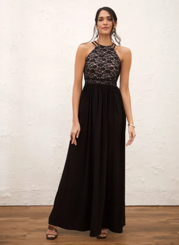 Sequin & Lace Halter Dress sold by Laura