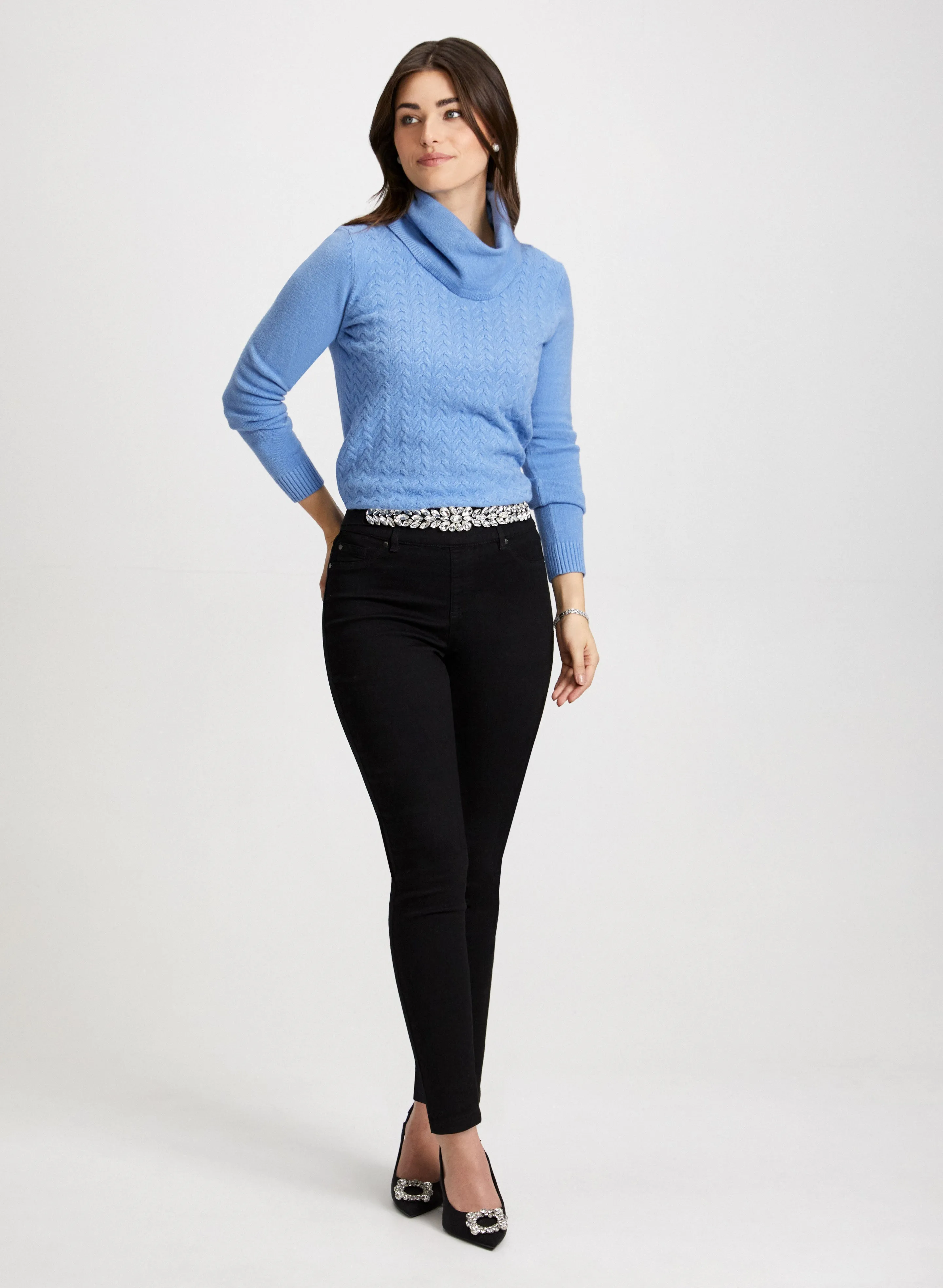 Cable Knit Sweater & Slim Leg Jeans sold by Laura