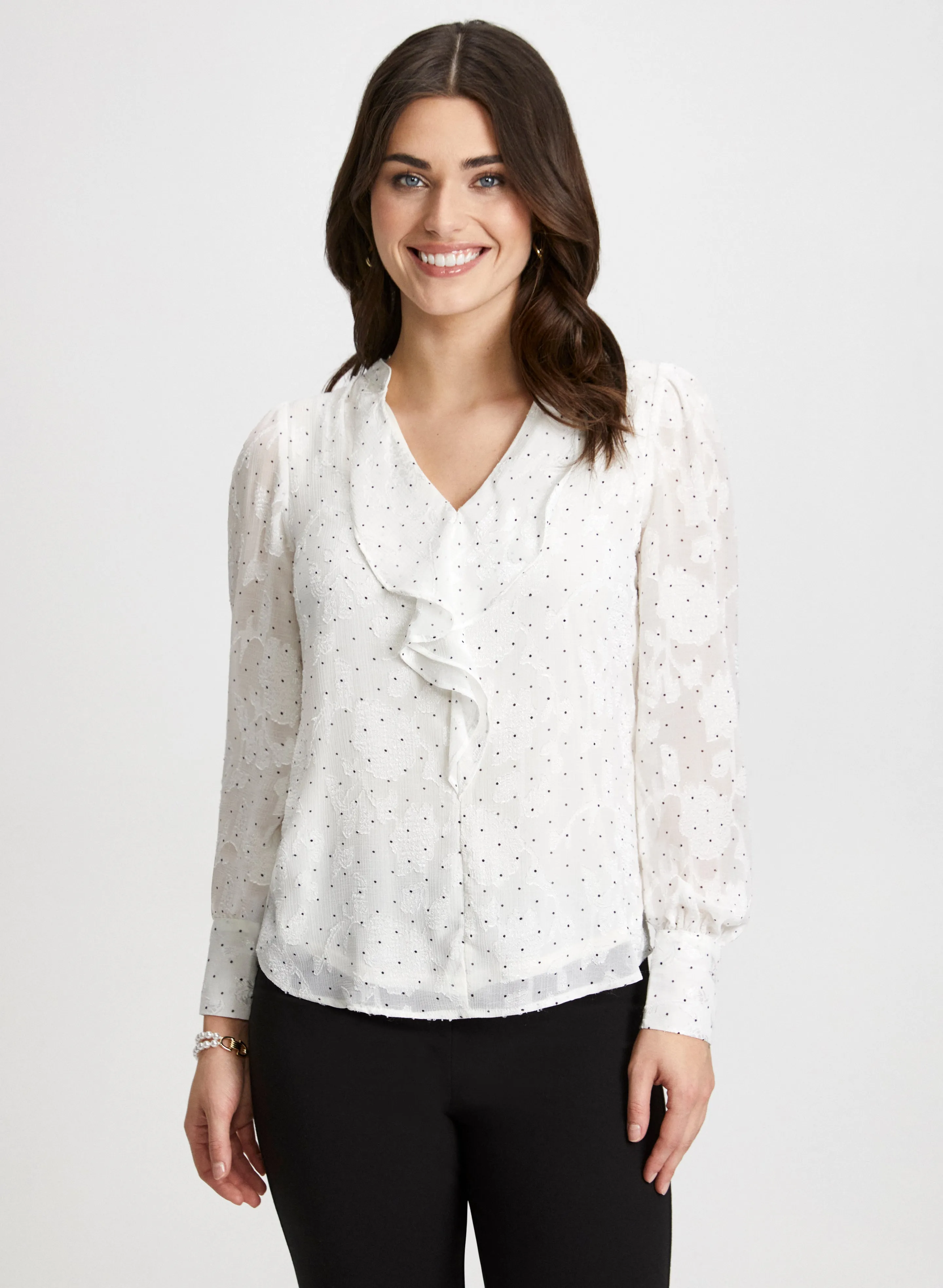 Mixed Print Ruffle Front Blouse sold by Laura product image thumbnail 5